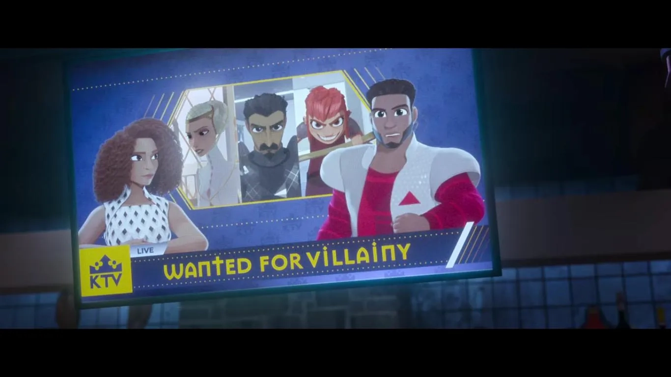 Frances Conroy, RuPaul, Chloë Grace Moretz, Riz Ahmed, and Indya Moore in Nimona (2023)