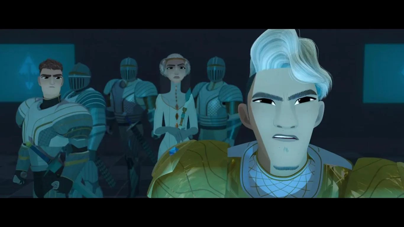 Frances Conroy, Beck Bennett, and Eugene Lee Yang in Nimona (2023)