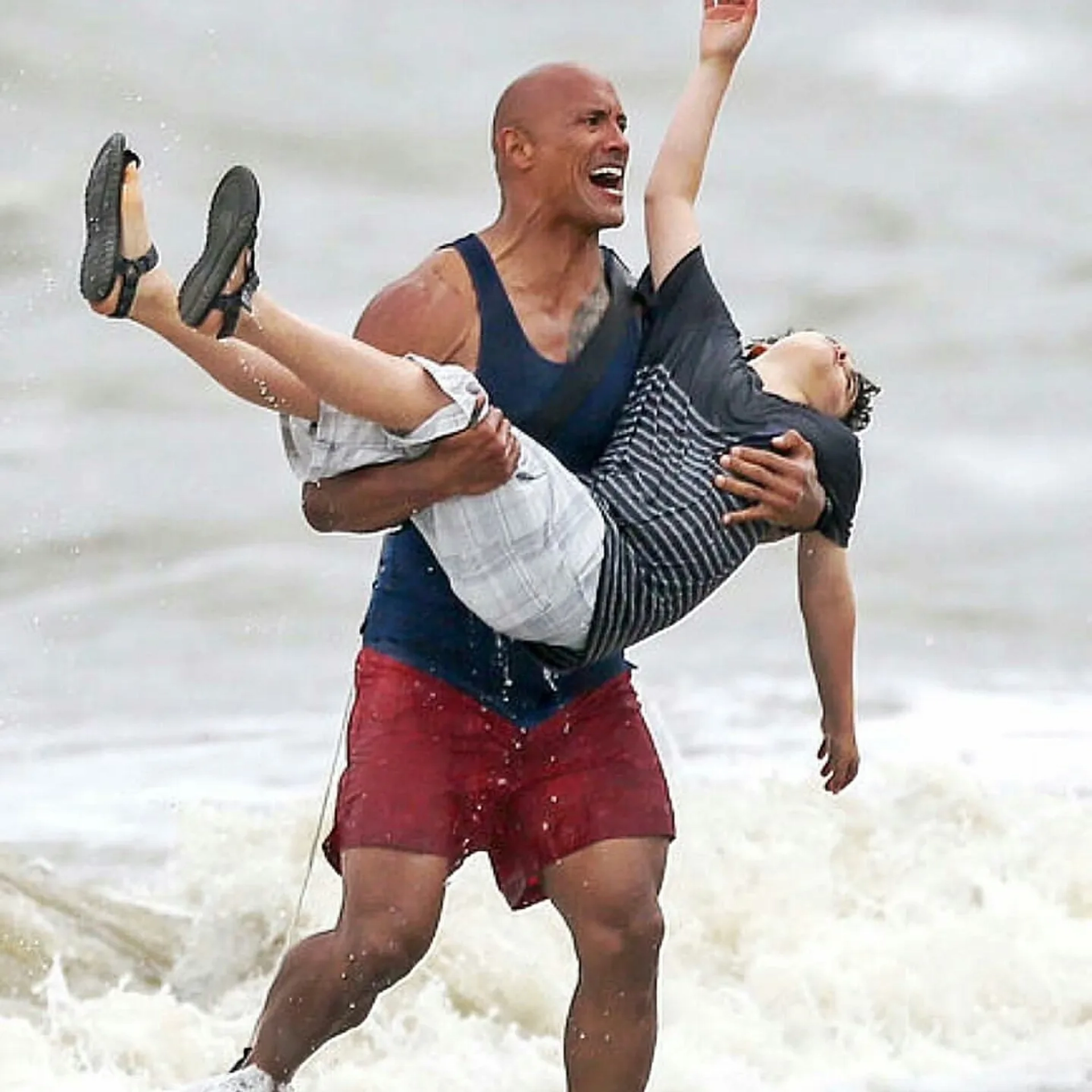 Dwayne Johnson and L.J. Ruth in Baywatch (2017)