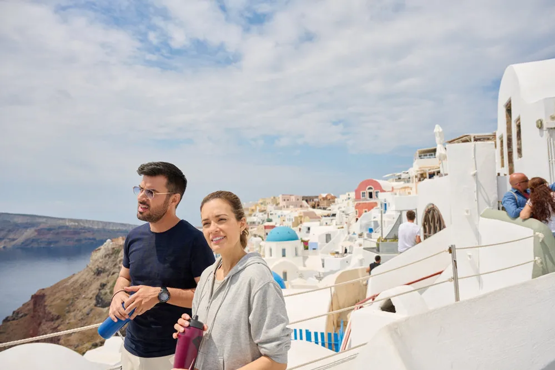 Yannis Tsimitselis and Torrey DeVitto in Love's Greek to Me (2023)