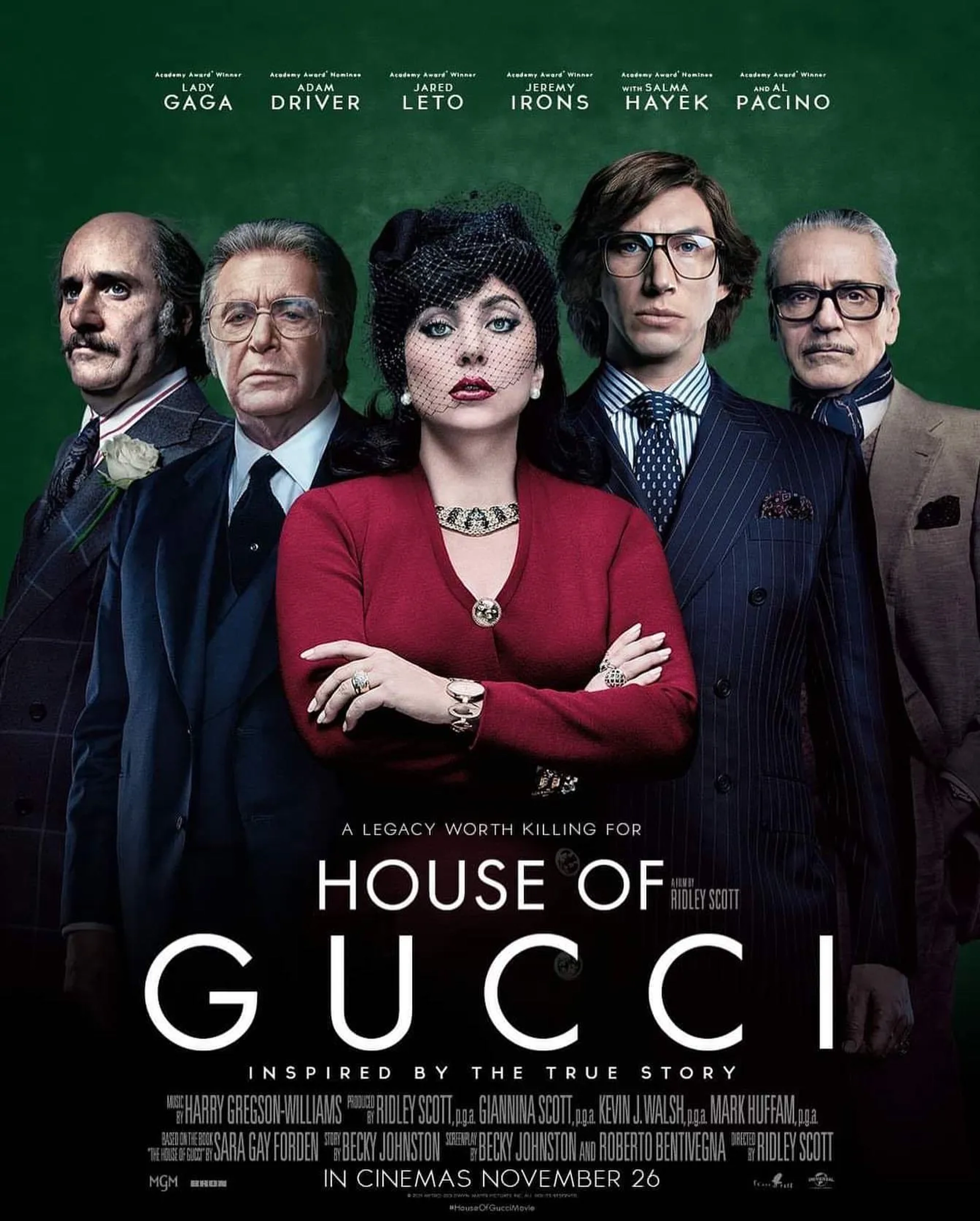 Al Pacino, Jeremy Irons, Jared Leto, Lady Gaga, and Adam Driver in House of Gucci (2021)