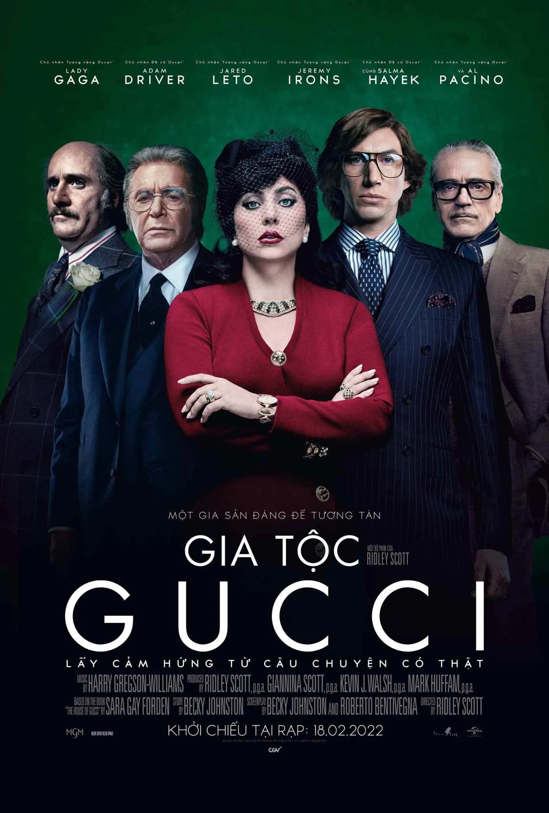 Al Pacino, Jeremy Irons, Jared Leto, Lady Gaga, and Adam Driver in House of Gucci (2021)