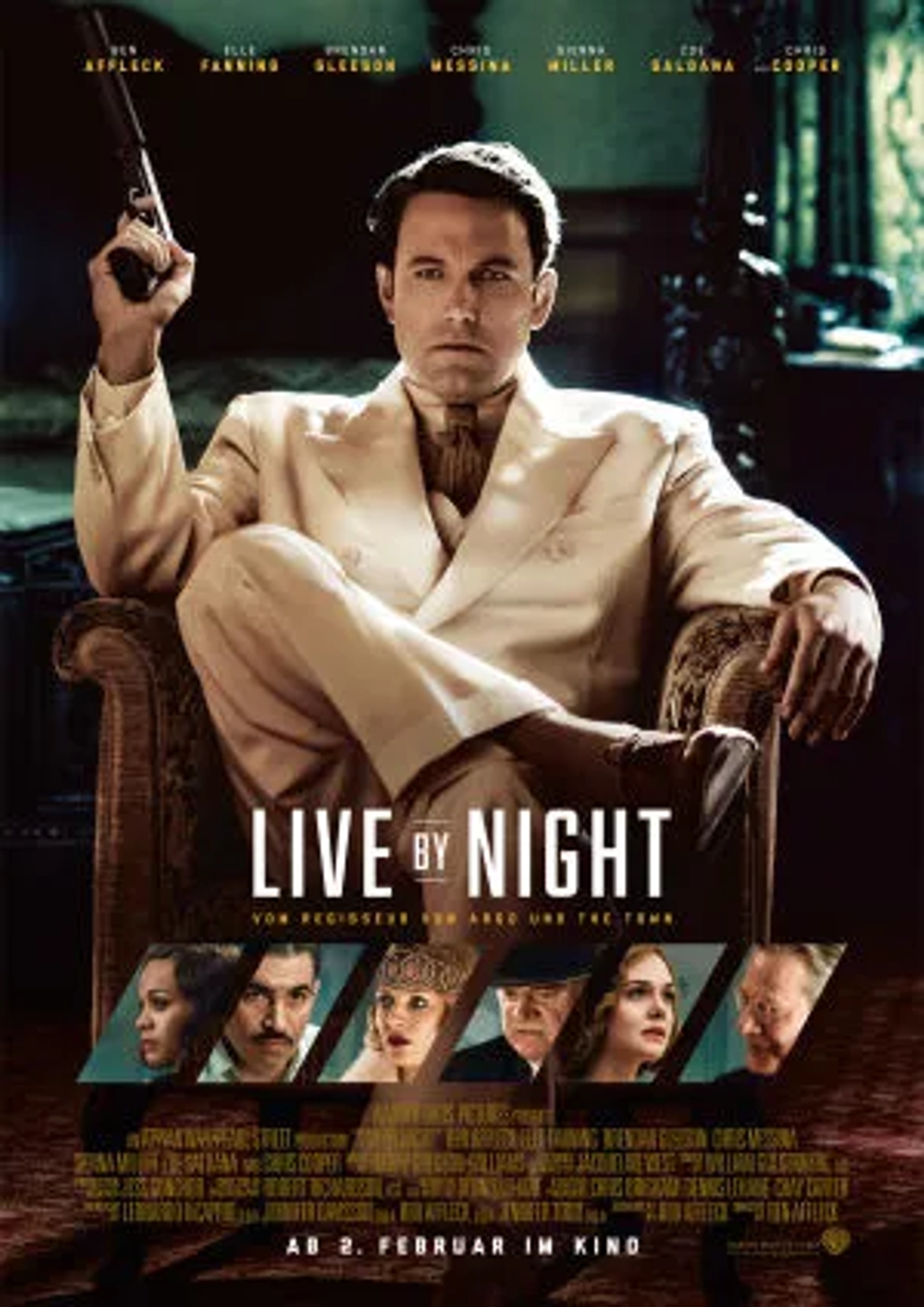 Ben Affleck, Chris Cooper, Brendan Gleeson, Chris Messina, Zoe Saldana, Sienna Miller, and Elle Fanning in Live by Night (2016)