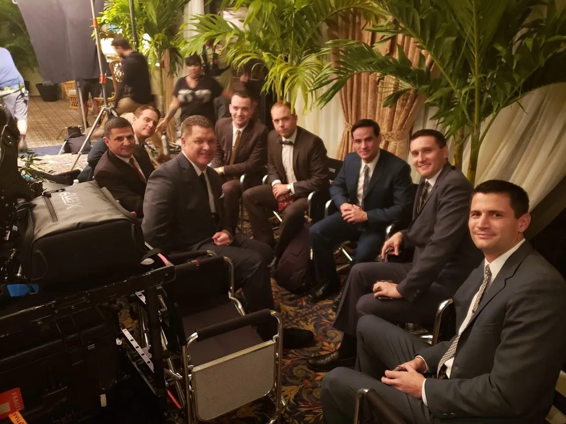 Patrick Fischler, James Lafferty, Adam Vernier, Patrick J. Adams, Jake McDorman, Colin O'Donoghue, Aaron Staton, Michael Trotter, Jackson Pace, and Micah Stock in The Right Stuff: The Kona Kai Séance (2020)