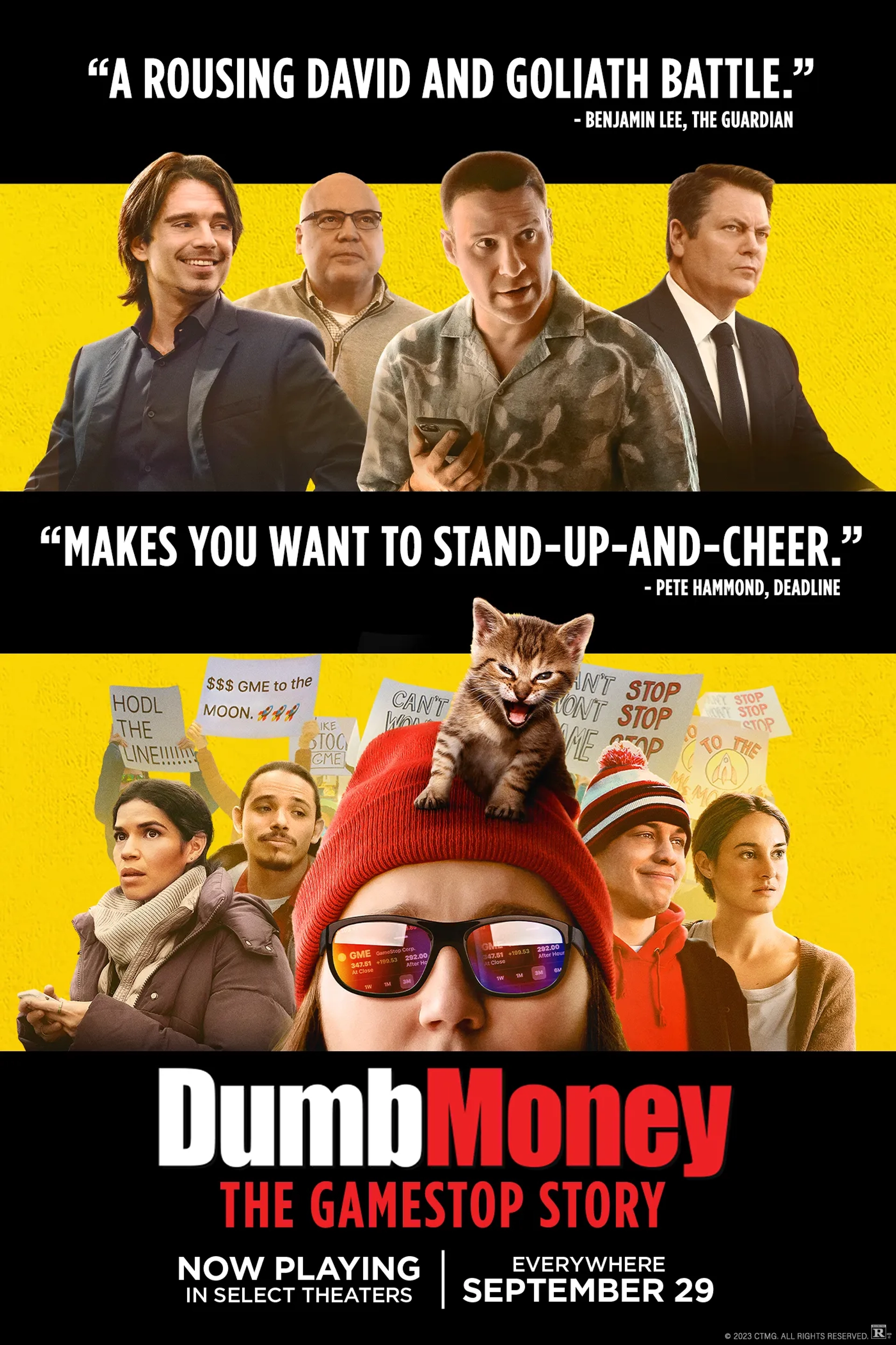 Vincent D'Onofrio, Paul Dano, Pete Davidson, Nick Offerman, Seth Rogen, Shailene Woodley, America Ferrera, Sebastian Stan, and Anthony Ramos in Dumb Money (2023)