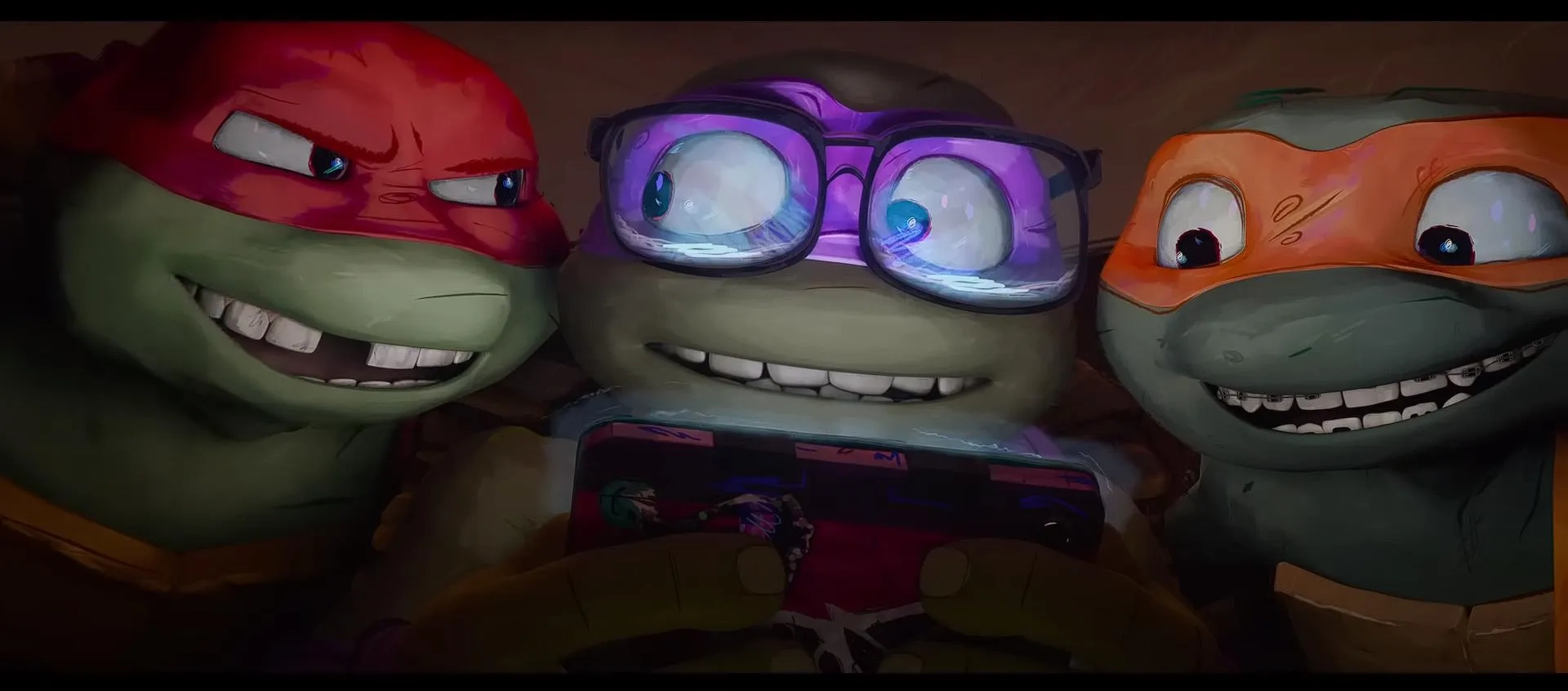 Brady Noon, Shamon Brown Jr., and Micah Abbey in Teenage Mutant Ninja Turtles: Mutant Mayhem (2023)