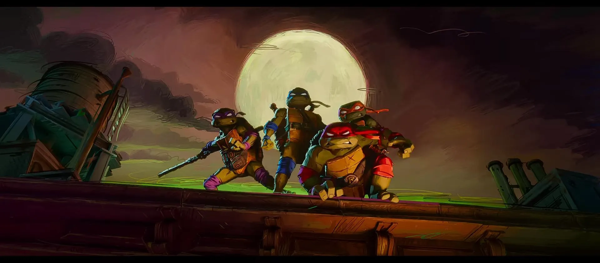 Brady Noon, Nicolas Cantu, Shamon Brown Jr., and Micah Abbey in Teenage Mutant Ninja Turtles: Mutant Mayhem (2023)