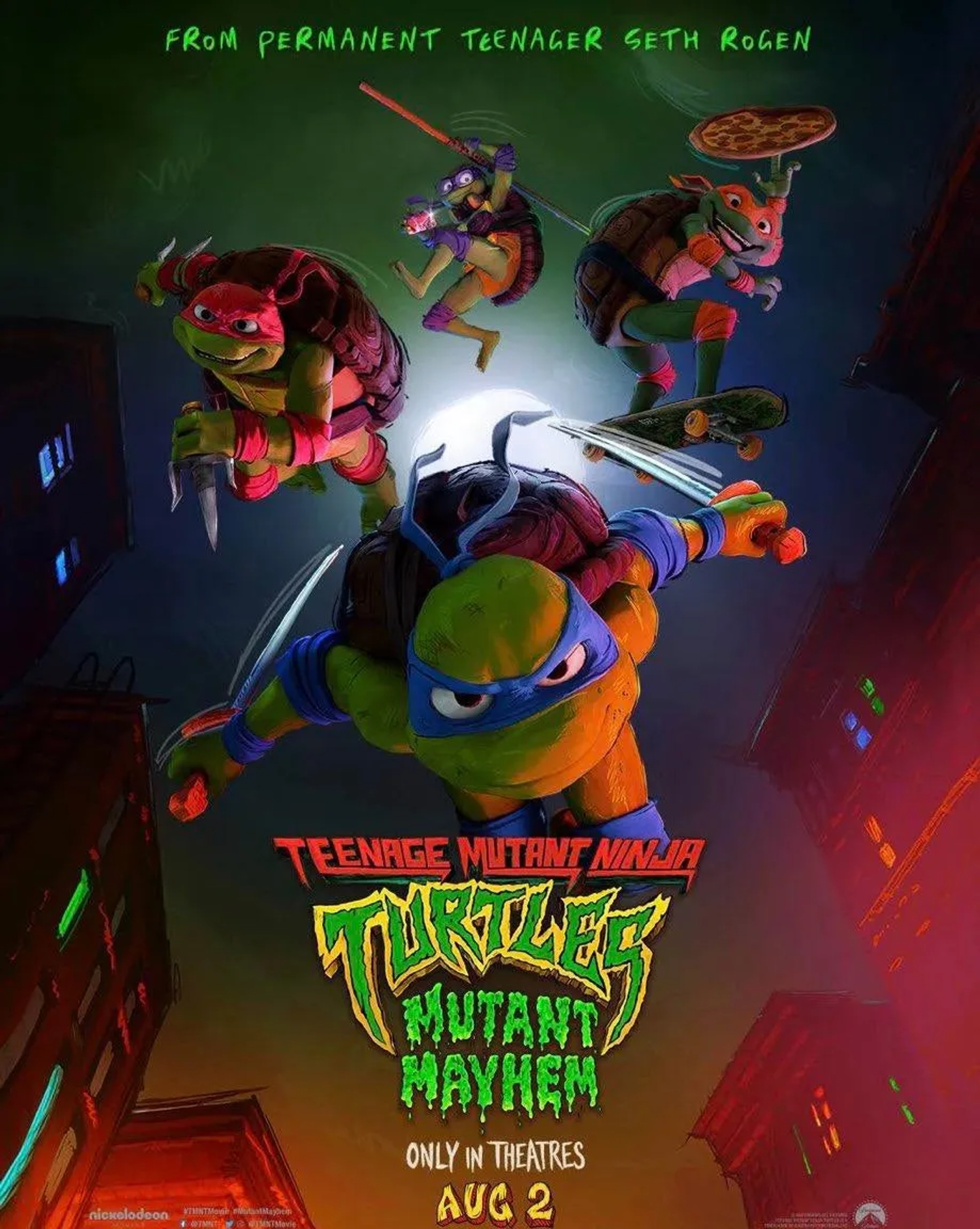 Brady Noon, Nicolas Cantu, Shamon Brown Jr., and Micah Abbey in Teenage Mutant Ninja Turtles: Mutant Mayhem (2023)