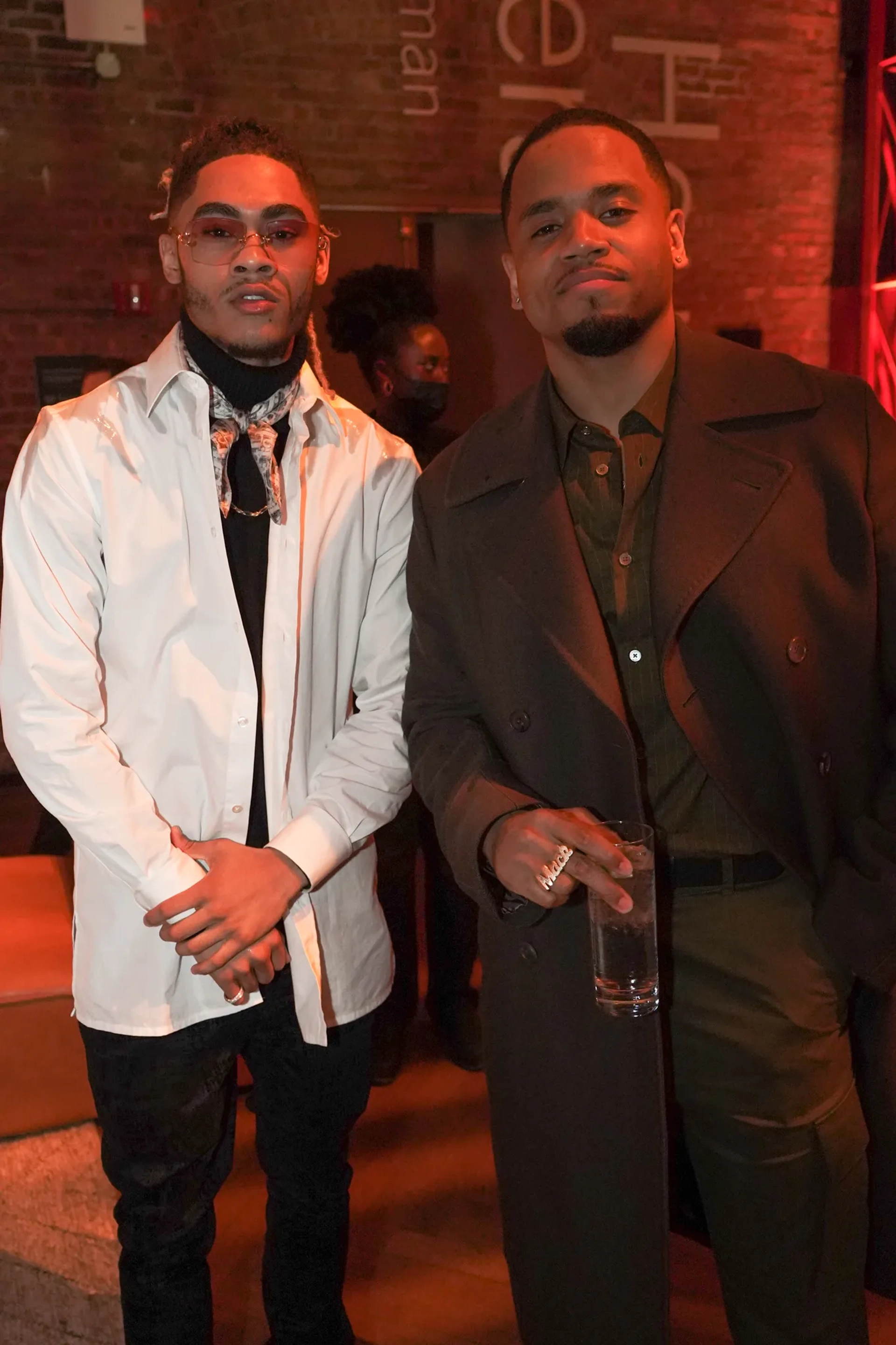 Javen Lewis with Tristan Mack Wilds at the Brooklyn premiere of Apple TV+'s "Swagger"