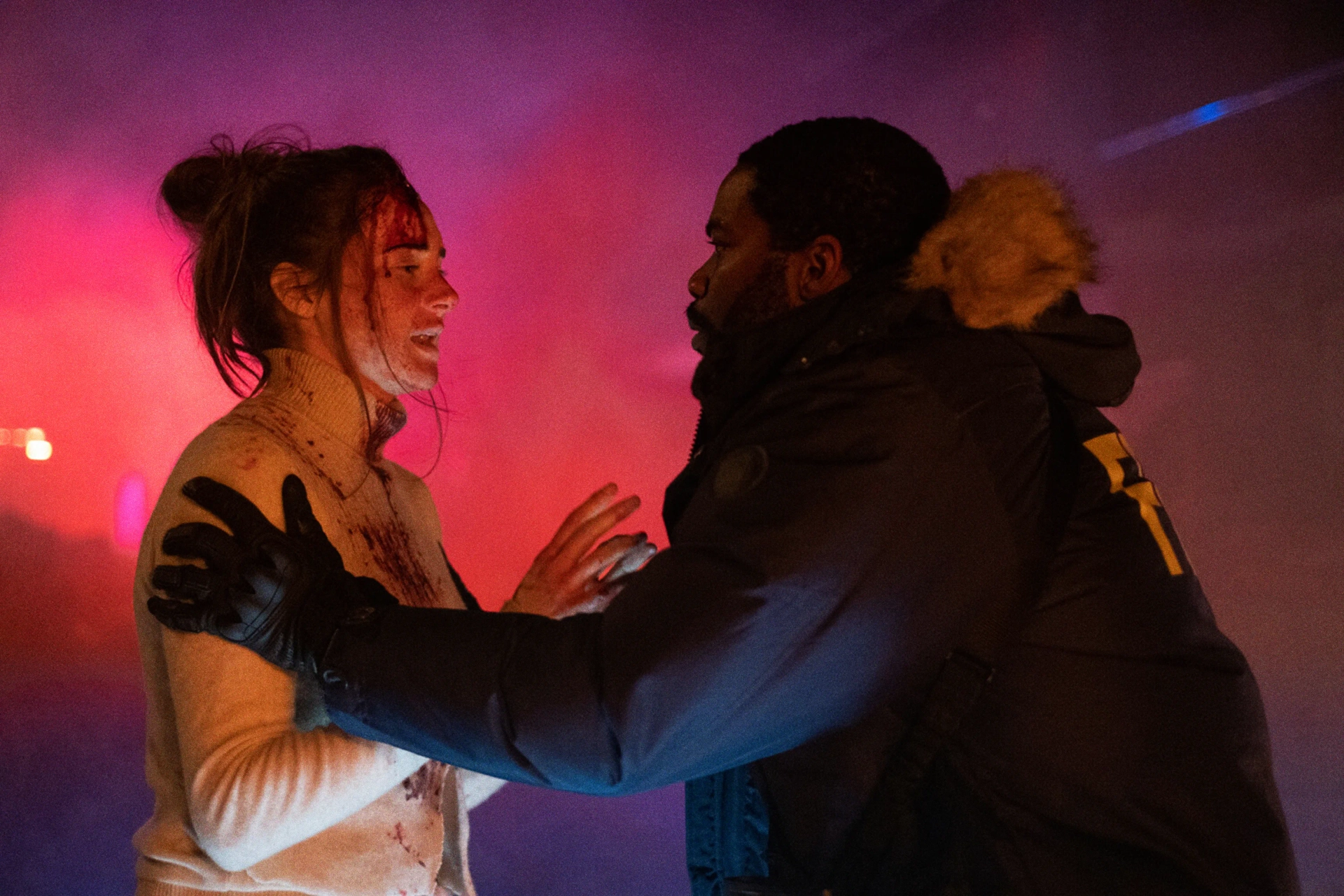 Shailene Woodley and Jovan Adepo in To Catch a Killer (2023)