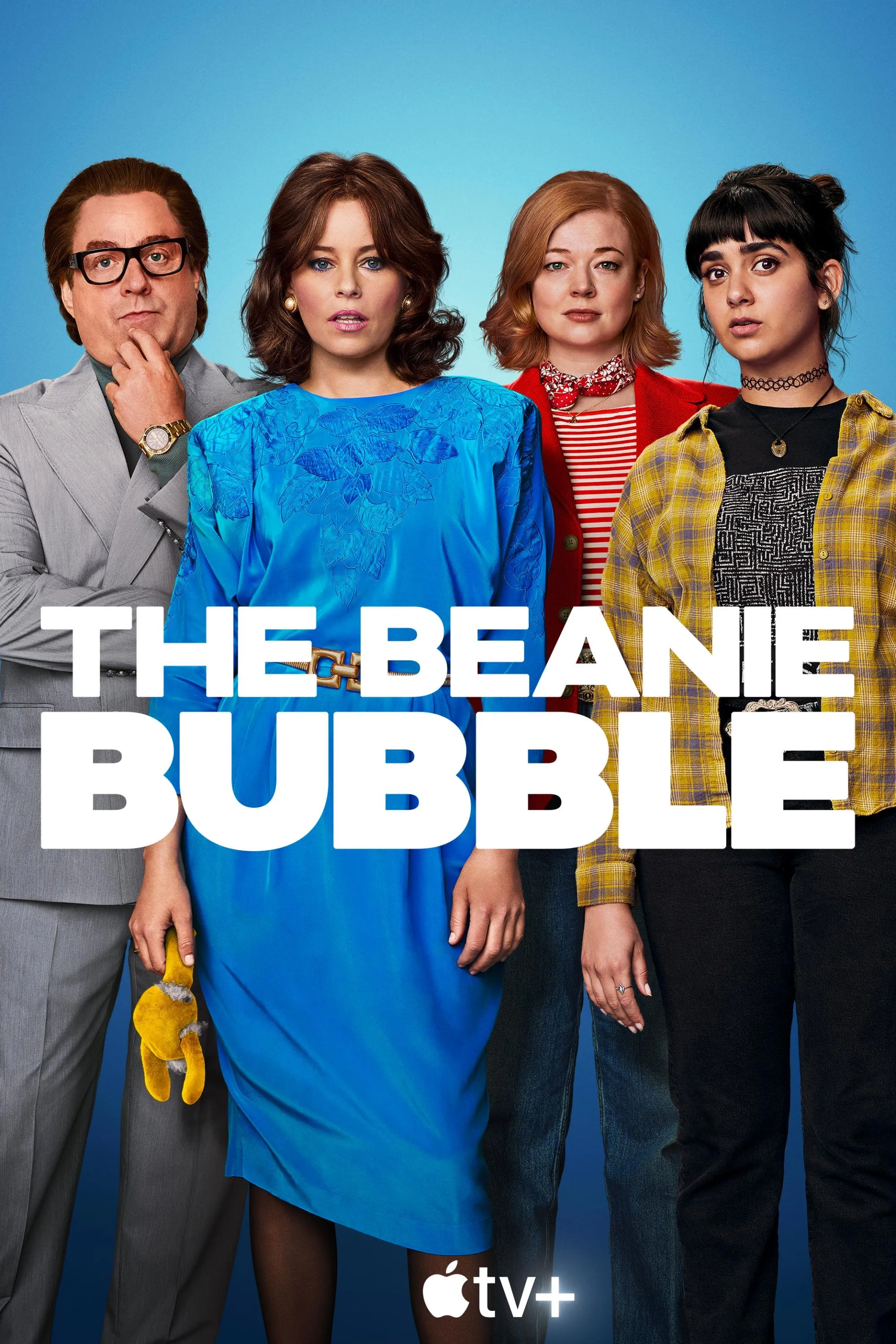 Elizabeth Banks, Zach Galifianakis, Sarah Snook, and Geraldine Viswanathan in The Beanie Bubble (2023)