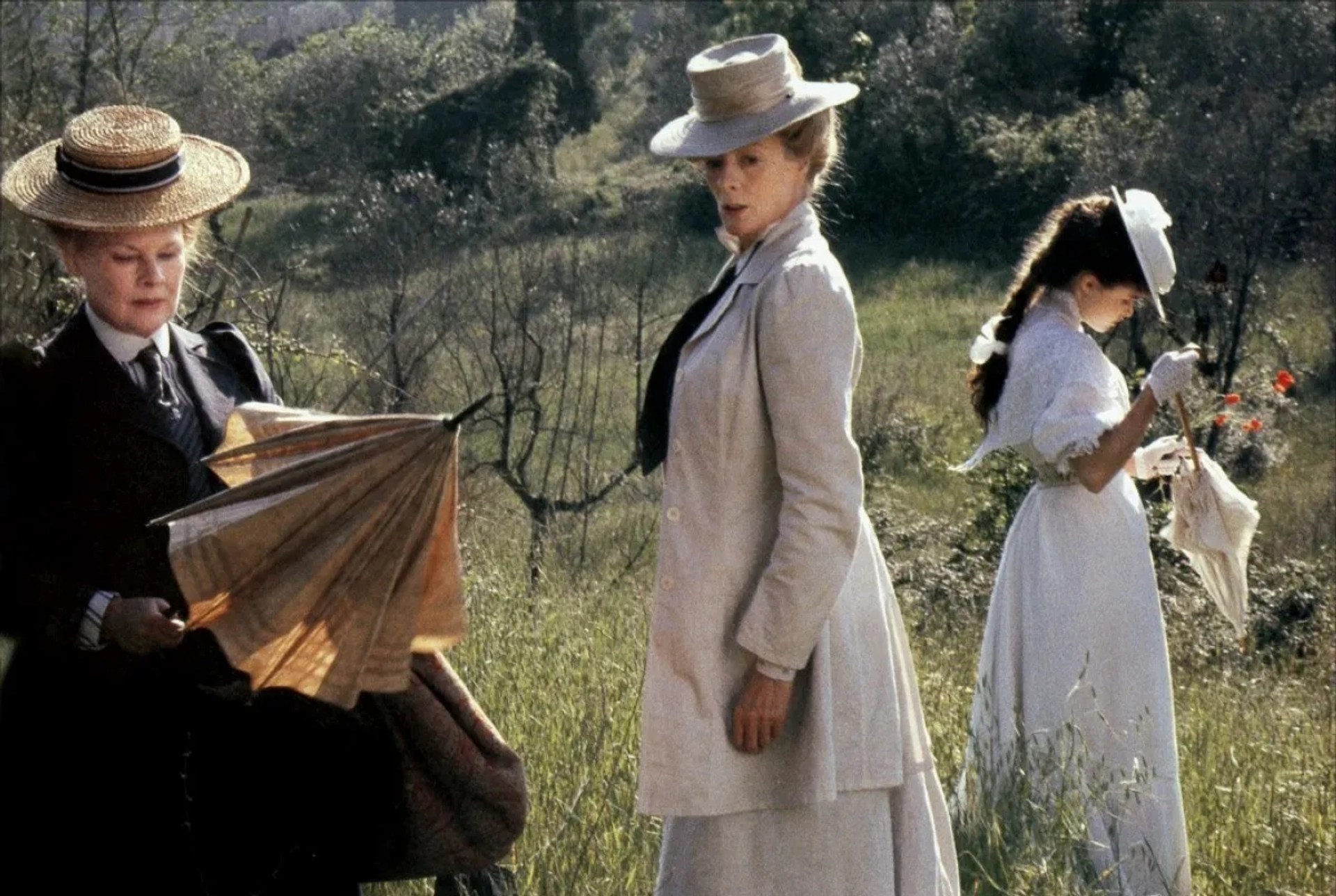 Helena Bonham Carter, Judi Dench, and Maggie Smith in A Room with a View (1985)