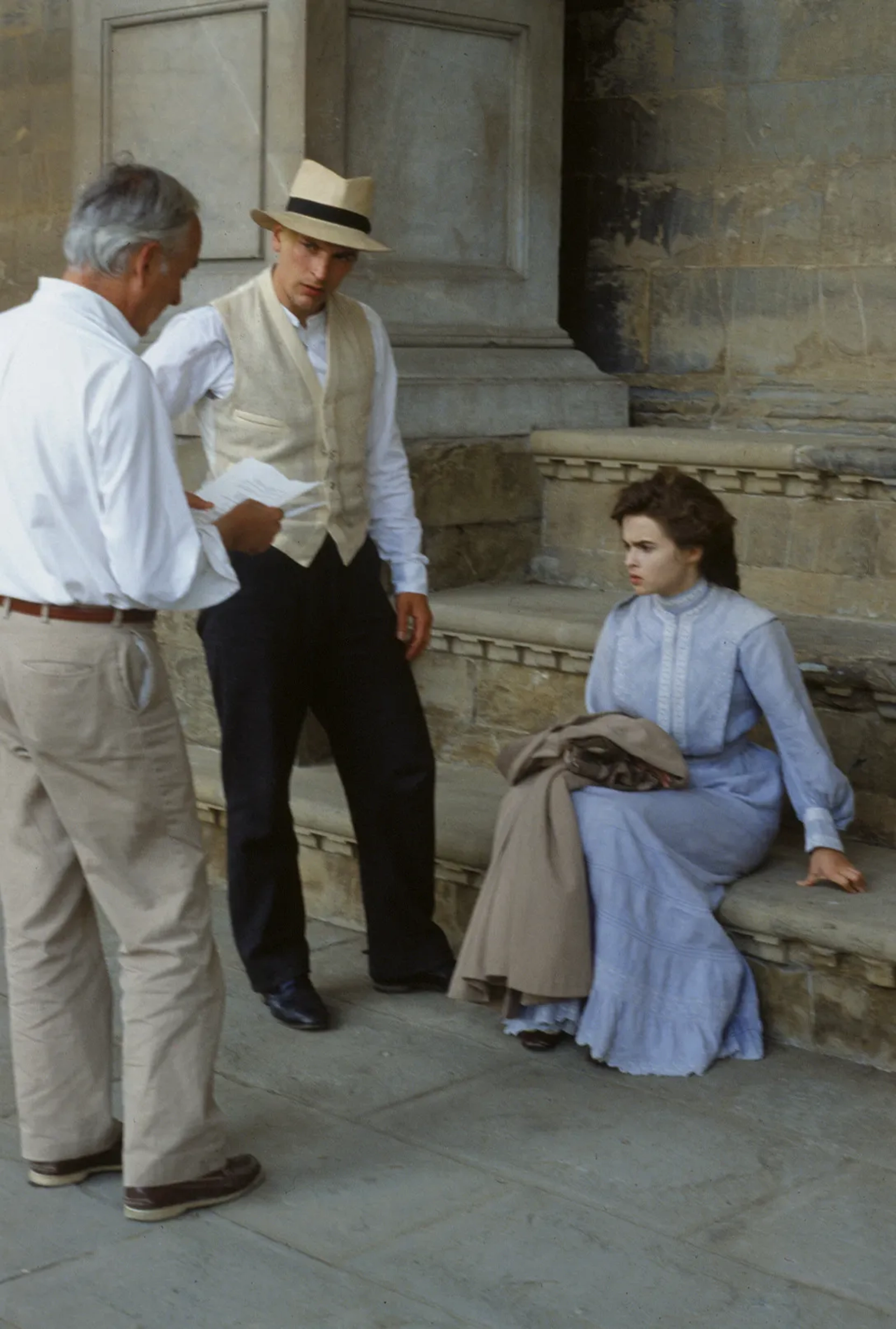 Helena Bonham Carter, Julian Sands, and James Ivory in A Room with a View (1985)