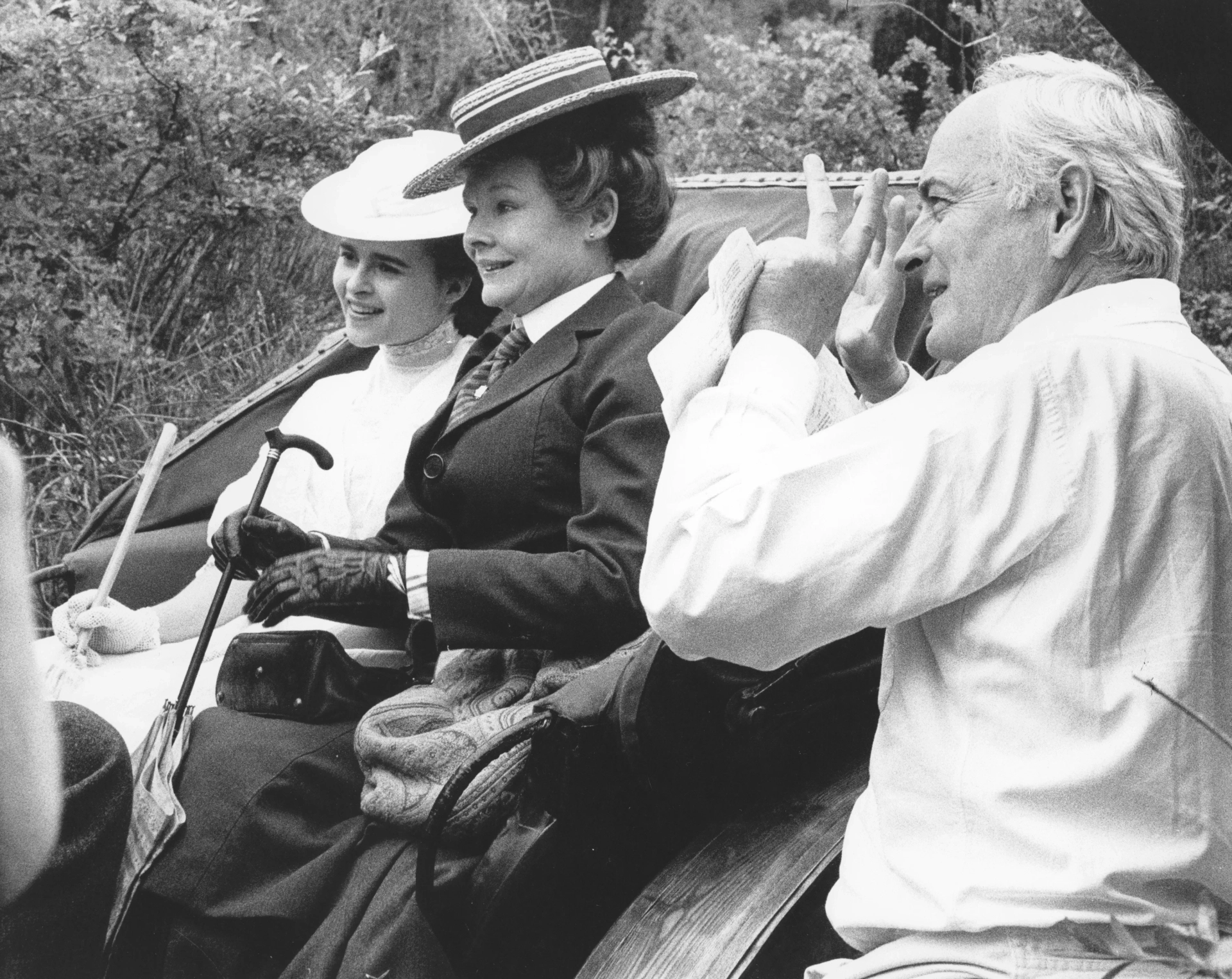 Helena Bonham Carter, Judi Dench, and James Ivory in A Room with a View (1985)