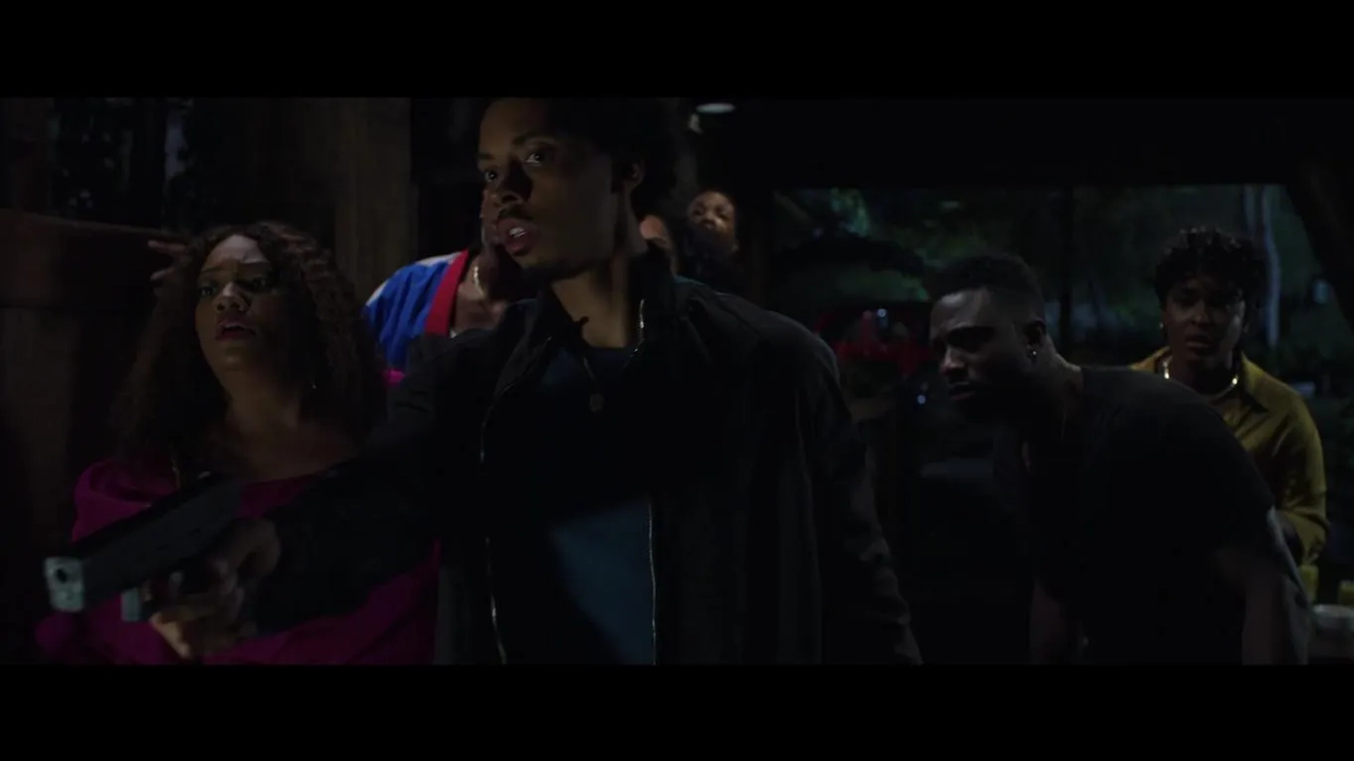 Sinqua Walls, Antoinette Robertson, Melvin Gregg, and X Mayo in The Blackening (2022)