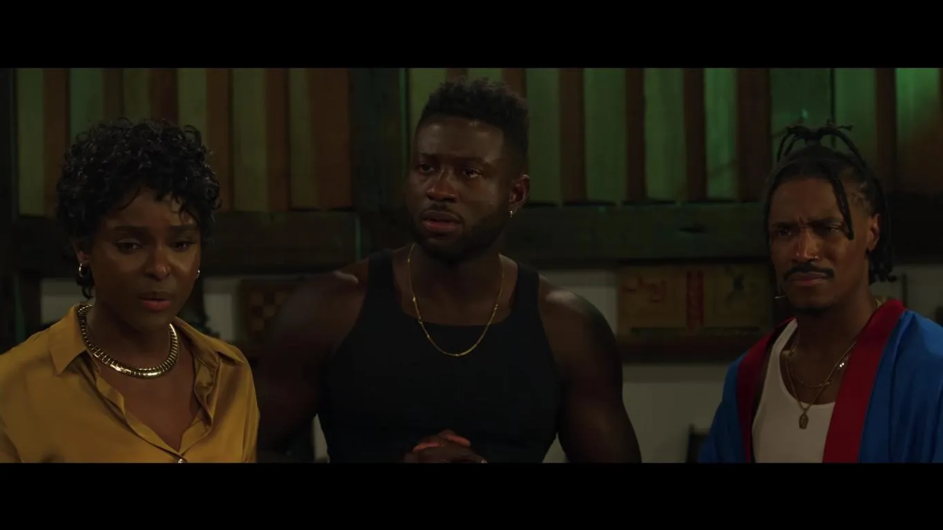 Sinqua Walls, Antoinette Robertson, and Dewayne Perkins in The Blackening (2022)