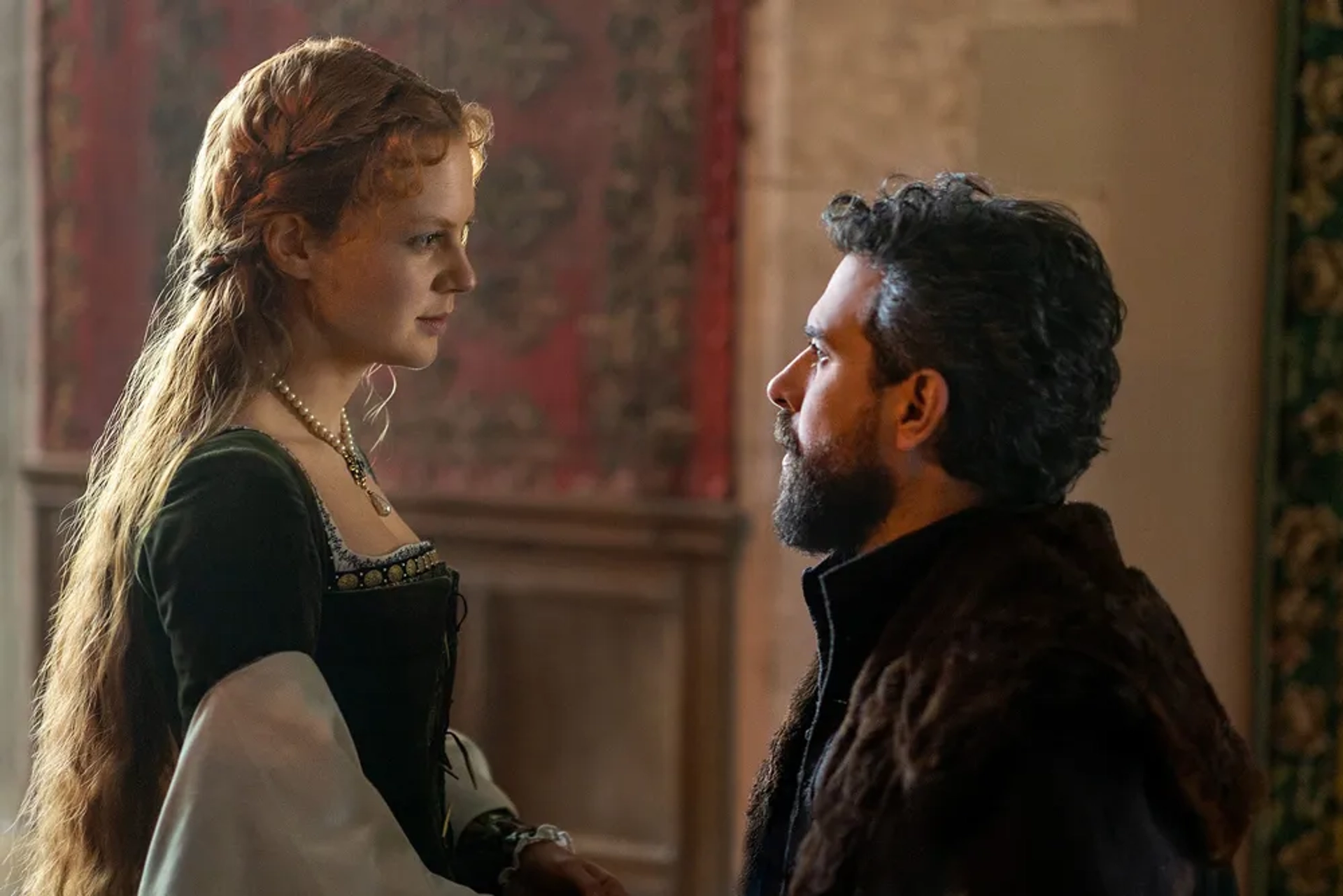 Alicia von Rittberg and Tom Cullen in Becoming Elizabeth (2022)