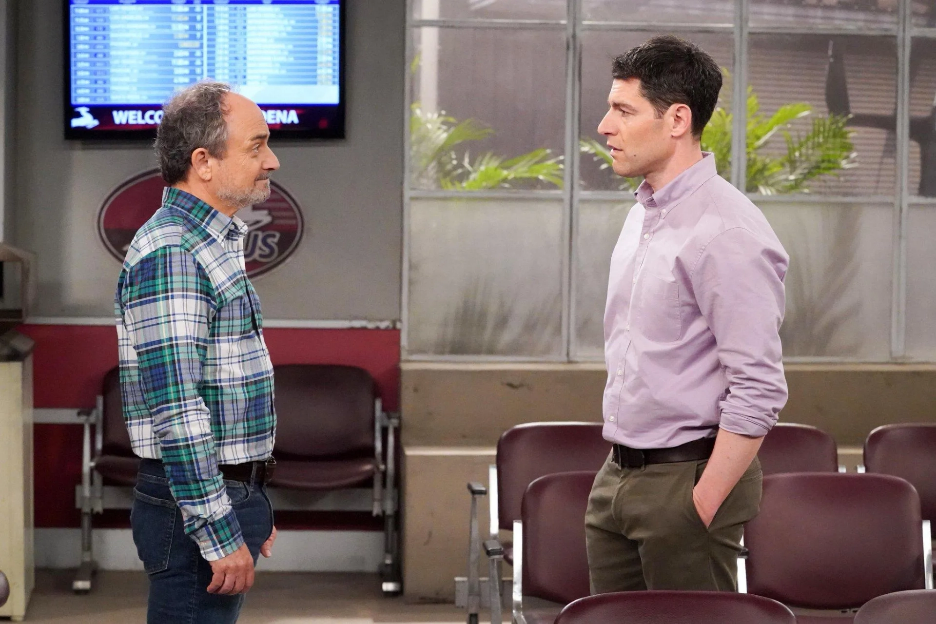 Kevin Pollak and Max Greenfield in The Neighborhood: Welcome to the Fatherhood (2023)