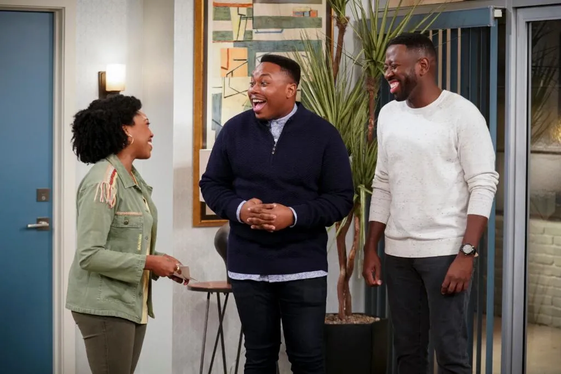 Sheaun McKinney, Ashleigh Crystal Hairston, and Marcel Spears in The Neighborhood: Welcome to the Bad Review (2020)