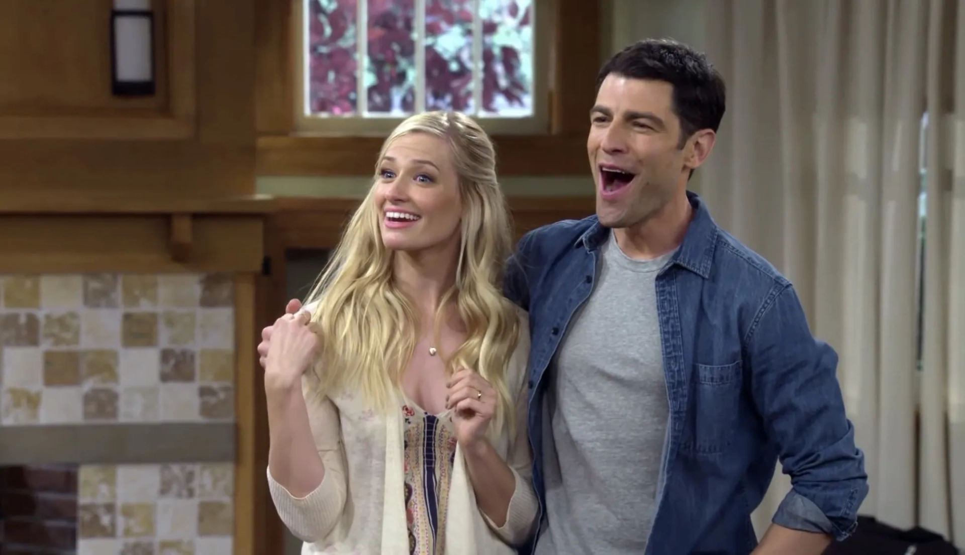 Max Greenfield and Beth Behrs in The Neighborhood (2018)