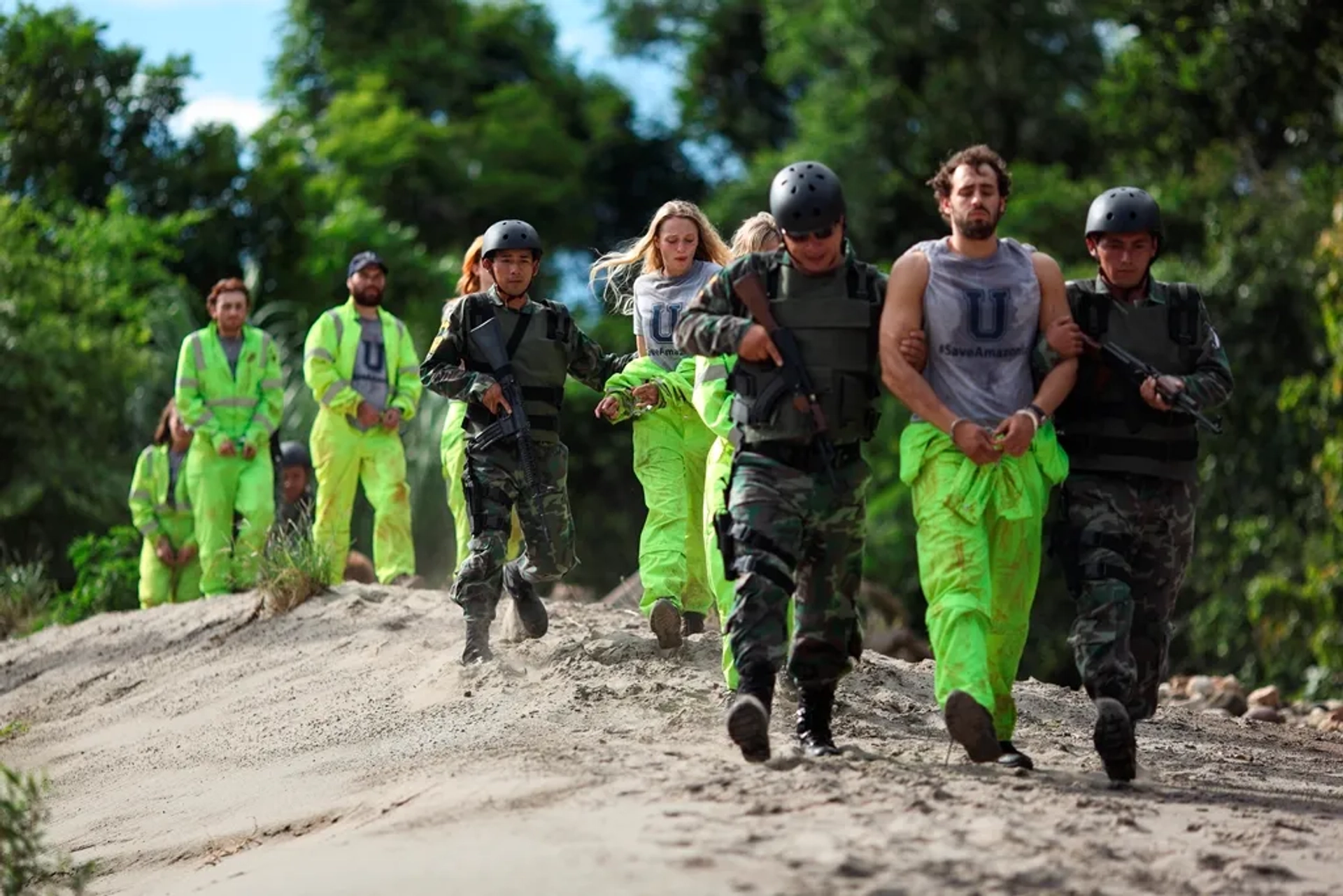 Daryl Sabara, Nicolás Martínez, Ariel Levy, and Kirby Bliss Blanton in The Green Inferno (2013)