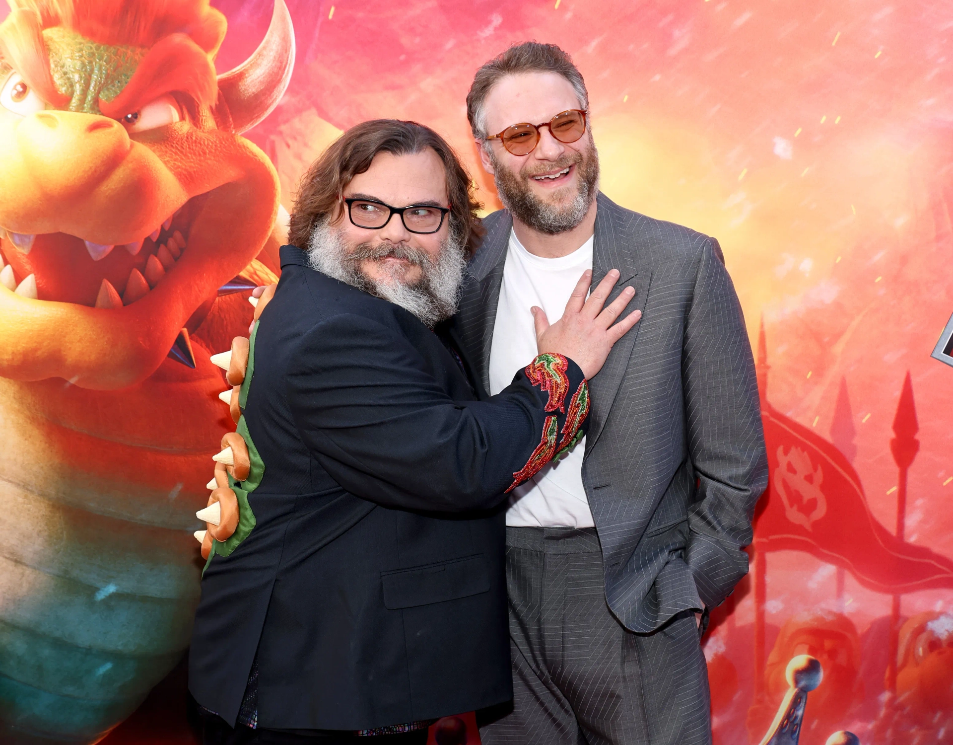 Jack Black and Seth Rogen at an event for The Super Mario Bros. Movie (2023)