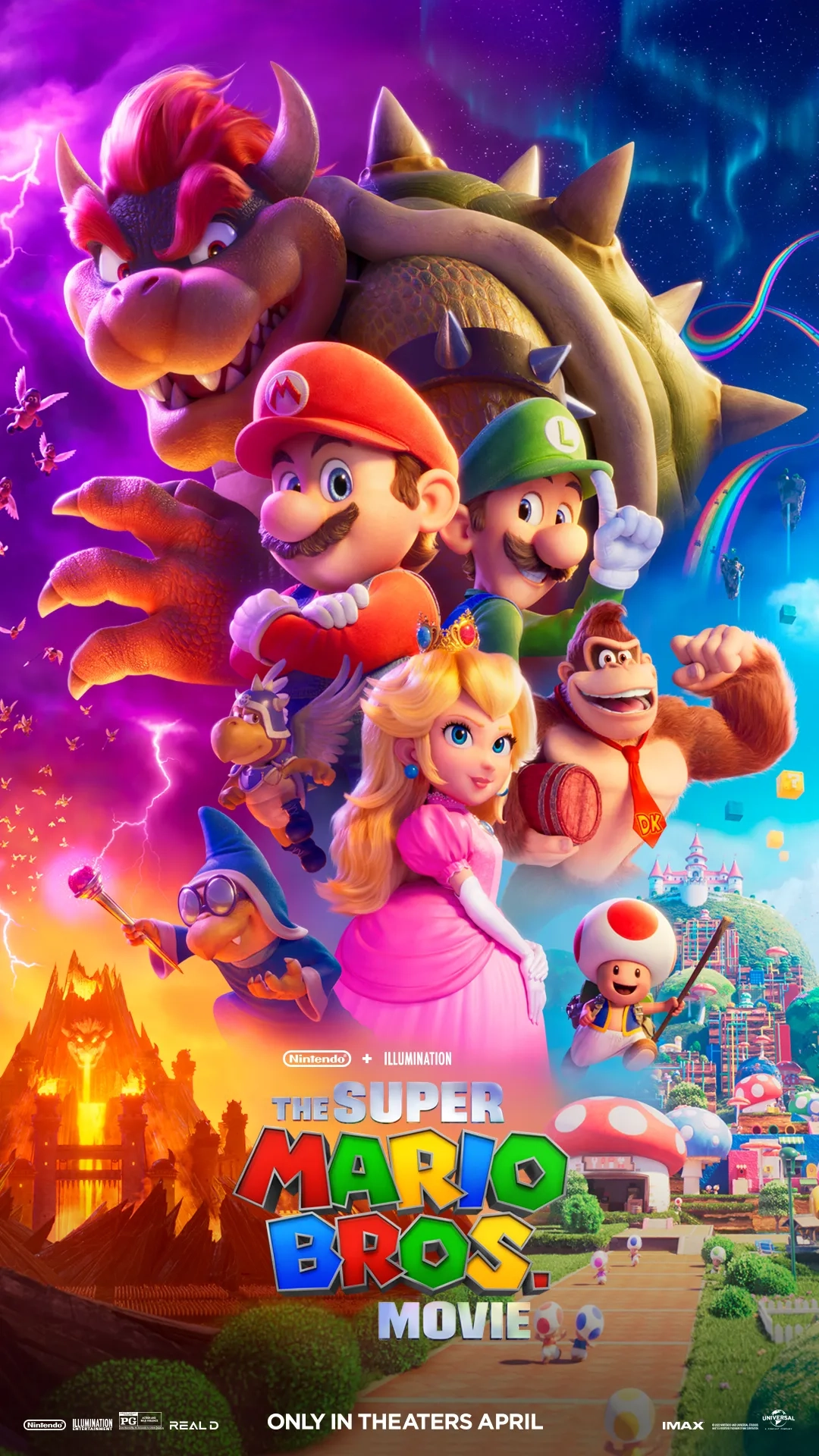 Jack Black, Charlie Day, Charles Martinet, Chris Pratt, Kevin Michael Richardson, Seth Rogen, Keegan-Michael Key, and Anya Taylor-Joy in The Super Mario Bros. Movie (2023)