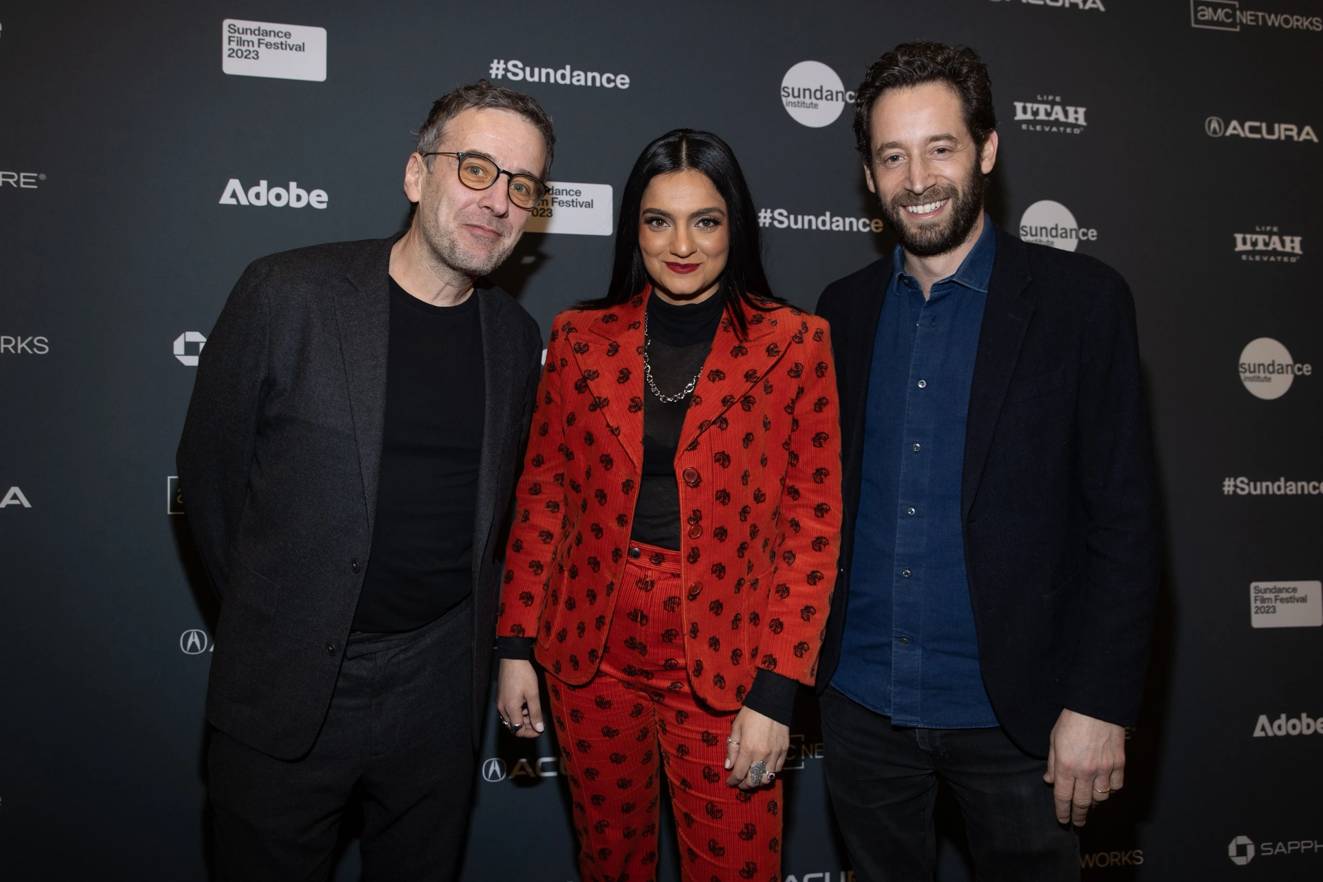 John Pocock, Olivier Kaempfer, and Nida Manzoor at an event for Polite Society (2023)