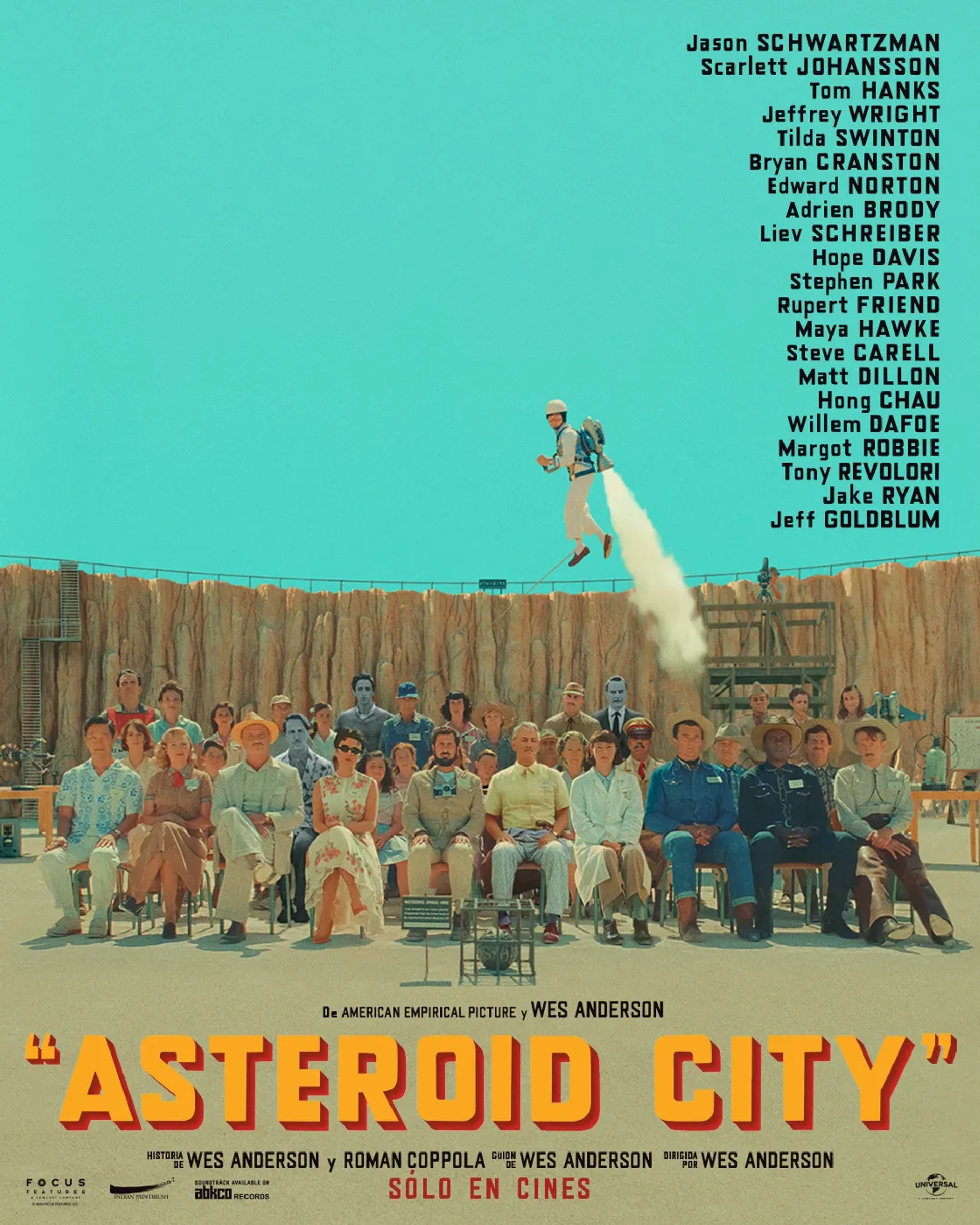 Tom Hanks, Liev Schreiber, Edward Norton, Jason Schwartzman, Bryan Cranston, Scarlett Johansson, Steve Park, Maya Hawke, Jake Ryan, and Grace Edwards in Asteroid City (2023)