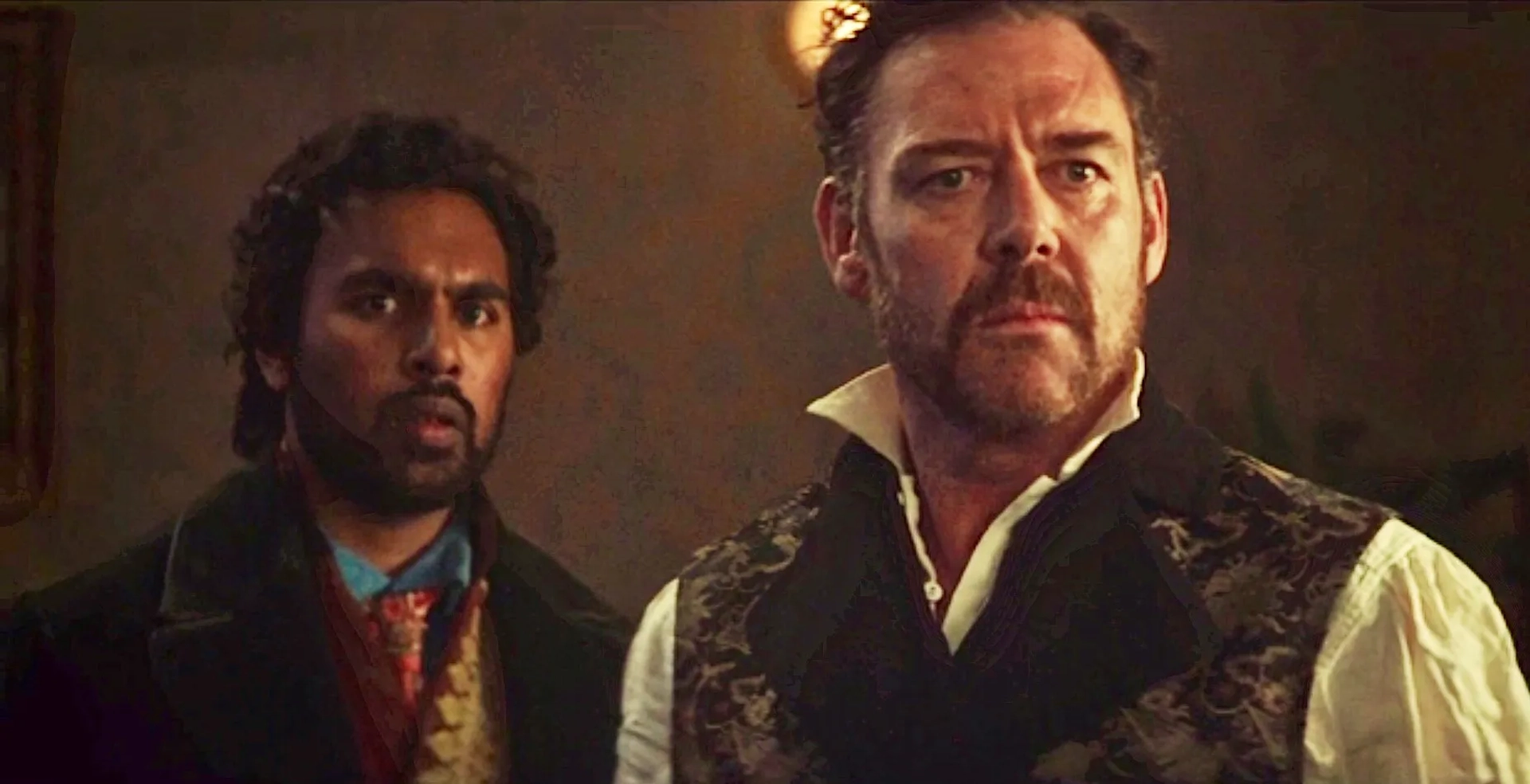 Marton Csokas and Himesh Patel in The Luminaries (2020)