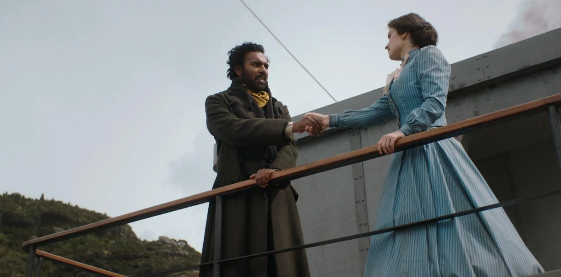 Eve Hewson and Himesh Patel in The Luminaries (2020)