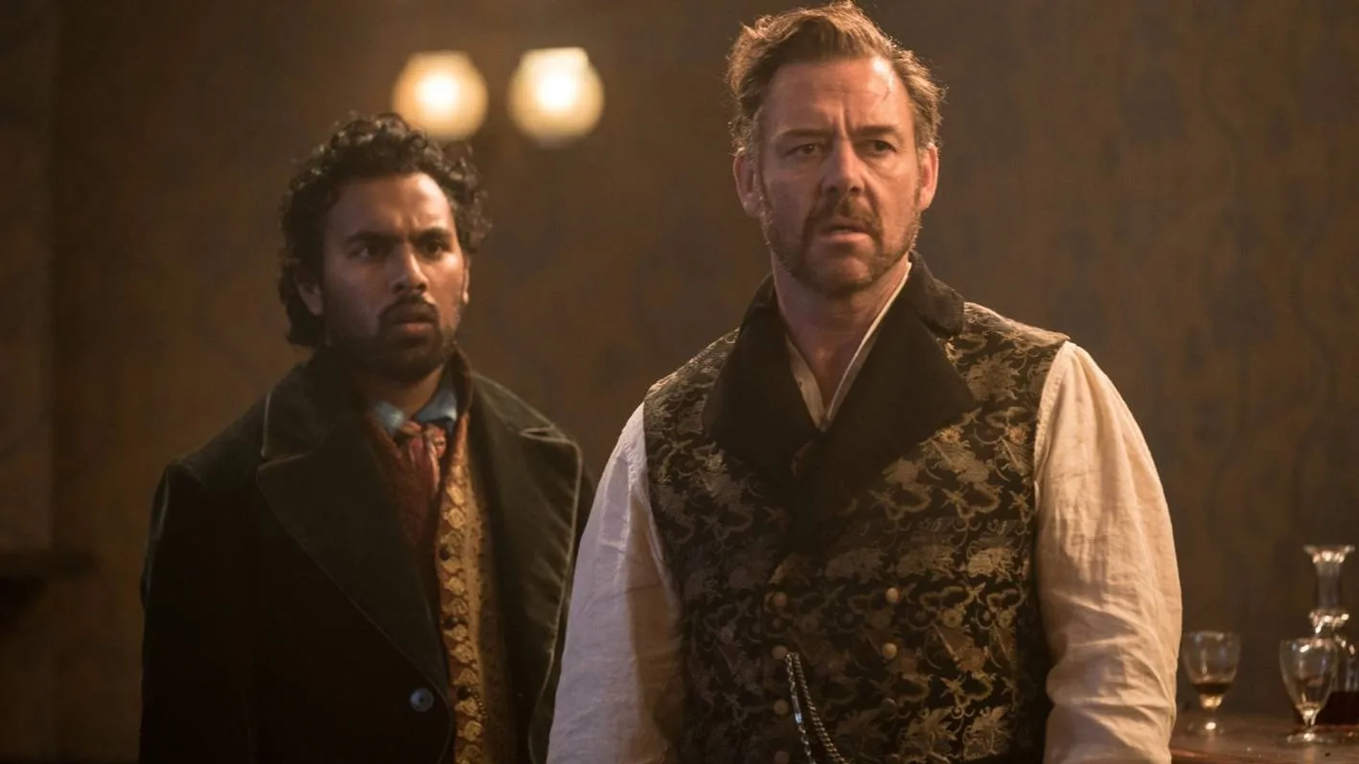 Marton Csokas and Himesh Patel in The Luminaries (2020)