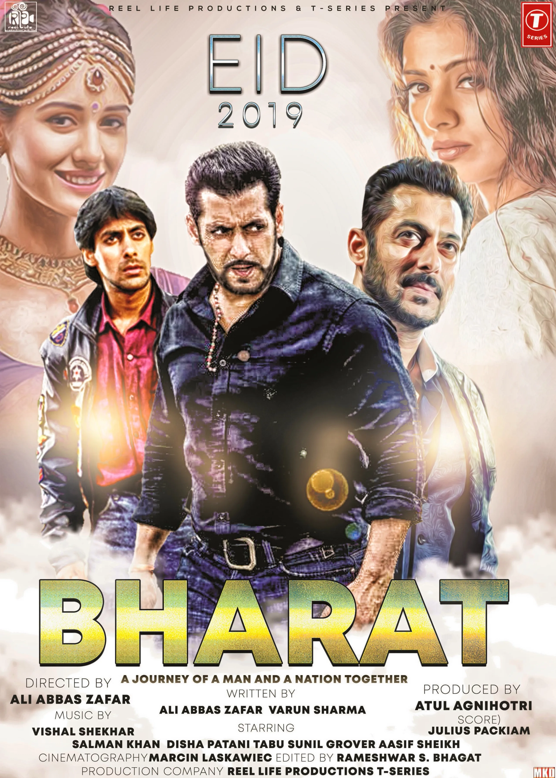 Jackie Shroff, Salman Khan, Tabu, Atul Agnihotri, Aashif Sheikh, Katrina Kaif, Sunil Grover, Rameshwar S. Bhagat, Su-jin Park, Ali Abbas Zafar, Alvira Khan, Marcin Laskawiec, Varun V. Sharma, Nora Fatehi, and Disha Patani in Bharat (2019)