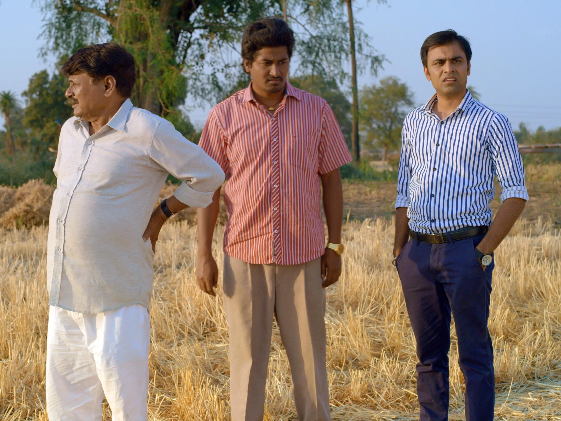 Raghubir Yadav, Chandan Roy, and Jitendra Kumar in Panchayat (2020)