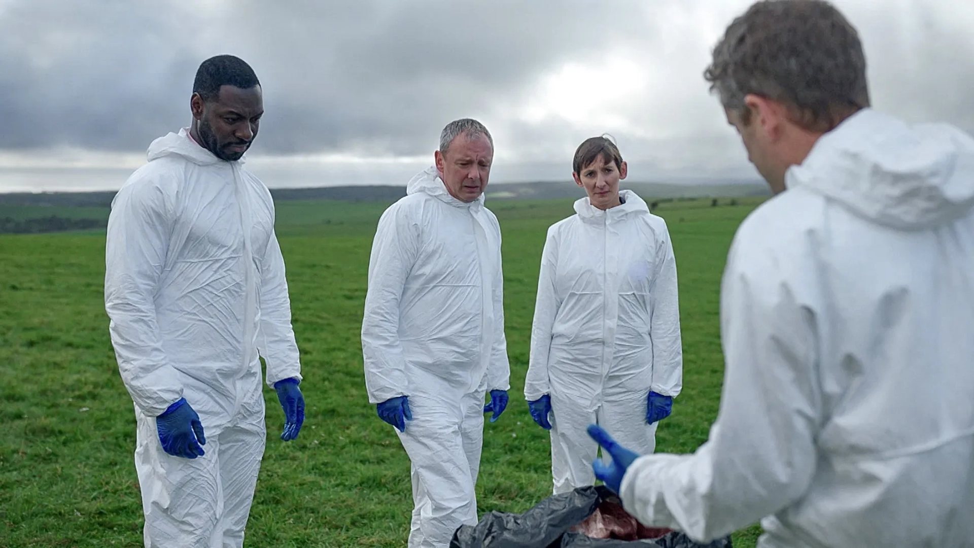 John Simm, Richie Campbell, and Laura Elphinstone in Grace (2021)