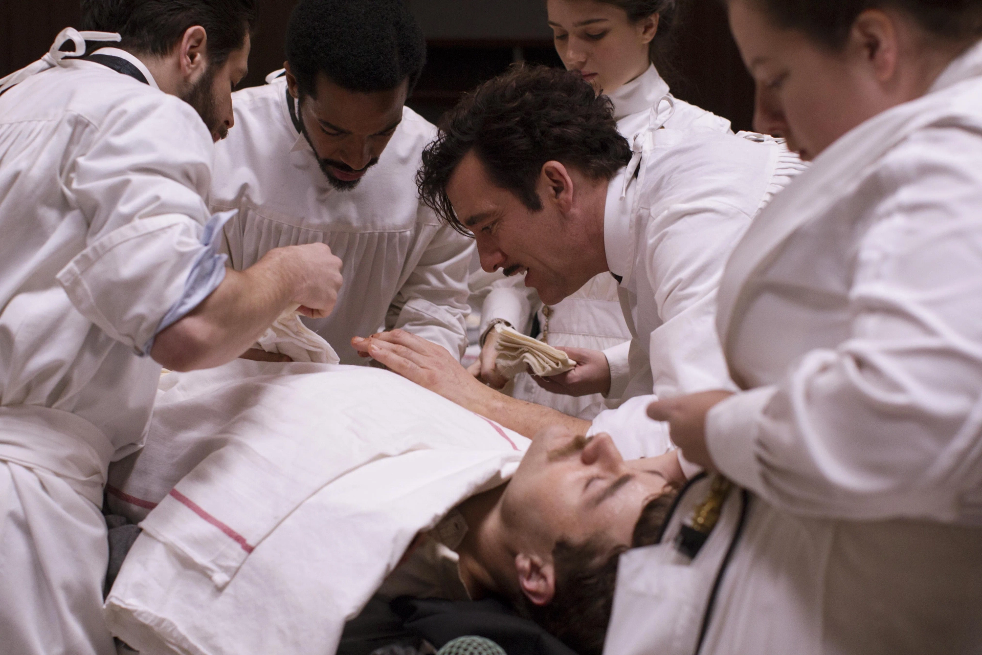 Michael Angarano, Clive Owen, Eve Hewson, and André Holland in The Knick (2014)