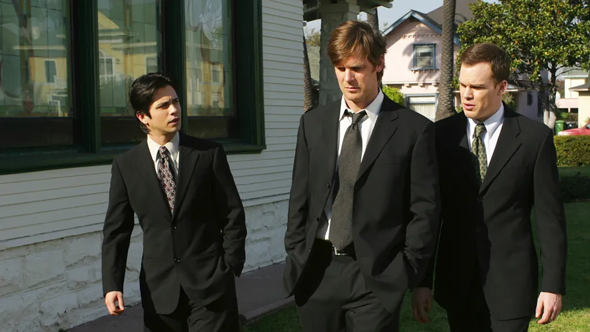 Freddy Rodríguez, Michael C. Hall, and Peter Krause in Six Feet Under (2001)