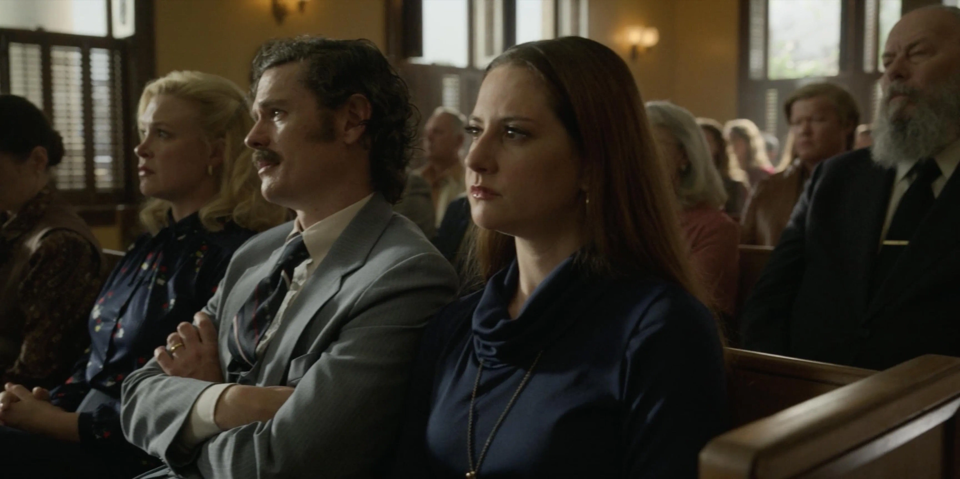 Kira Pozehl (left), Aaron Jay Rome (center), and Bonnie Gayle Sparks (right) in Love and Death (2023)