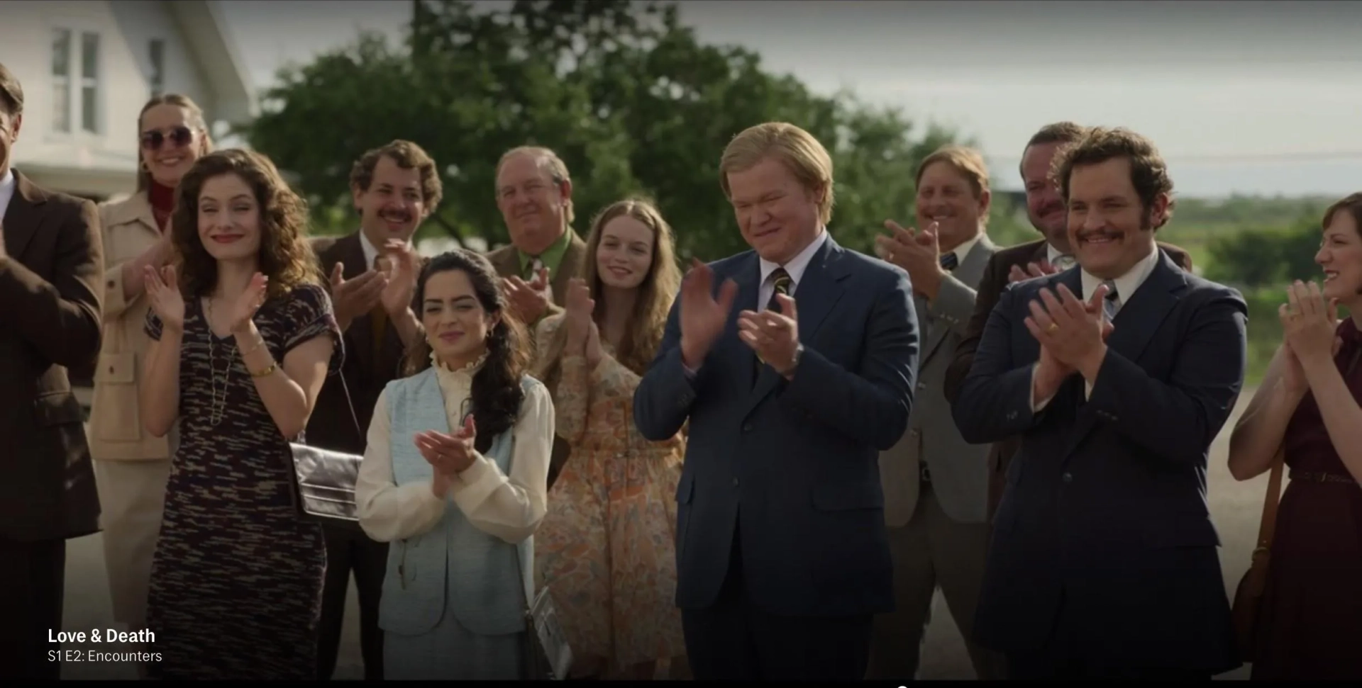 Jesse Plemons, Fabiola Andújar, and Olivia Grace Applegate in Love & Death (2023)