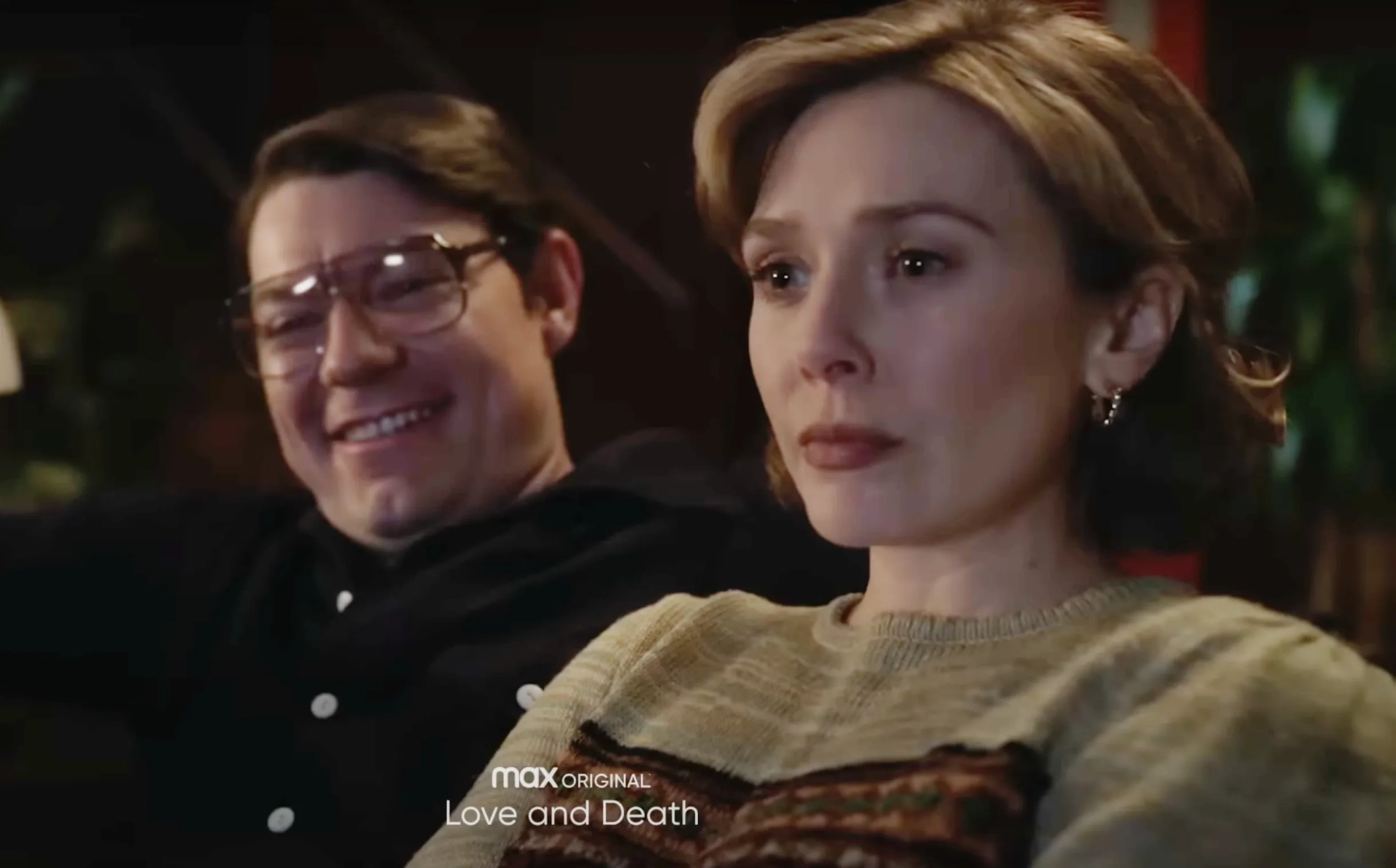 Patrick Fugit and Elizabeth Olsen in Love & Death (2023)