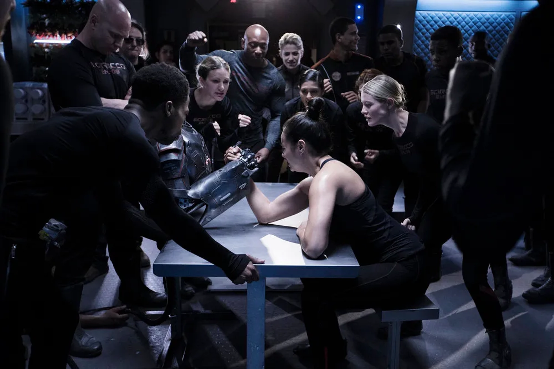 Mpho Koaho, Sarah Allen, Dewshane Williams, and Frankie Adams in The Expanse (2015)