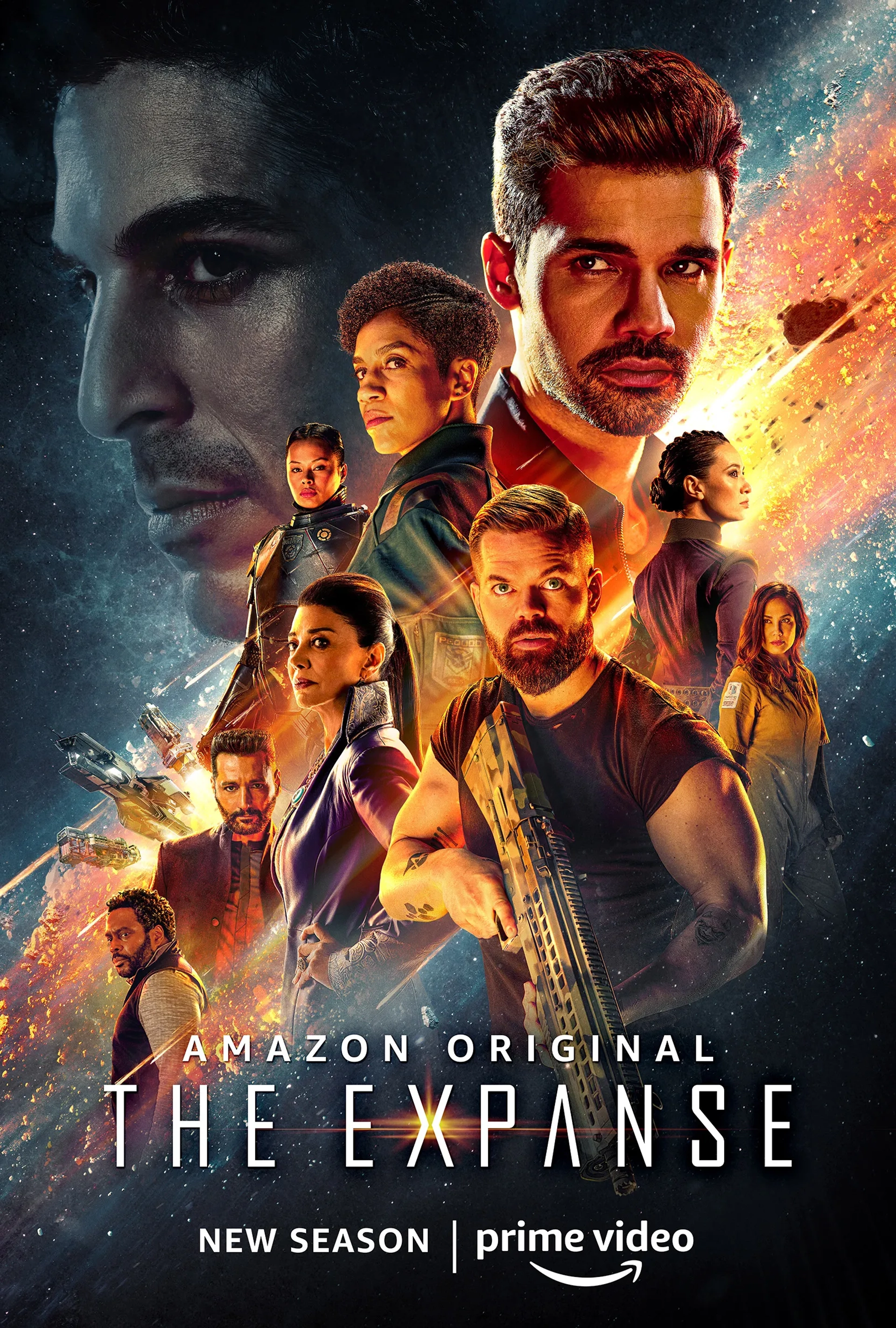 Shohreh Aghdashloo, Cas Anvar, Chad L. Coleman, Wes Chatham, Steven Strait, Nadine Nicole, Keon Alexander, Frankie Adams, Cara Gee, and Dominique Tipper in The Expanse (2015)