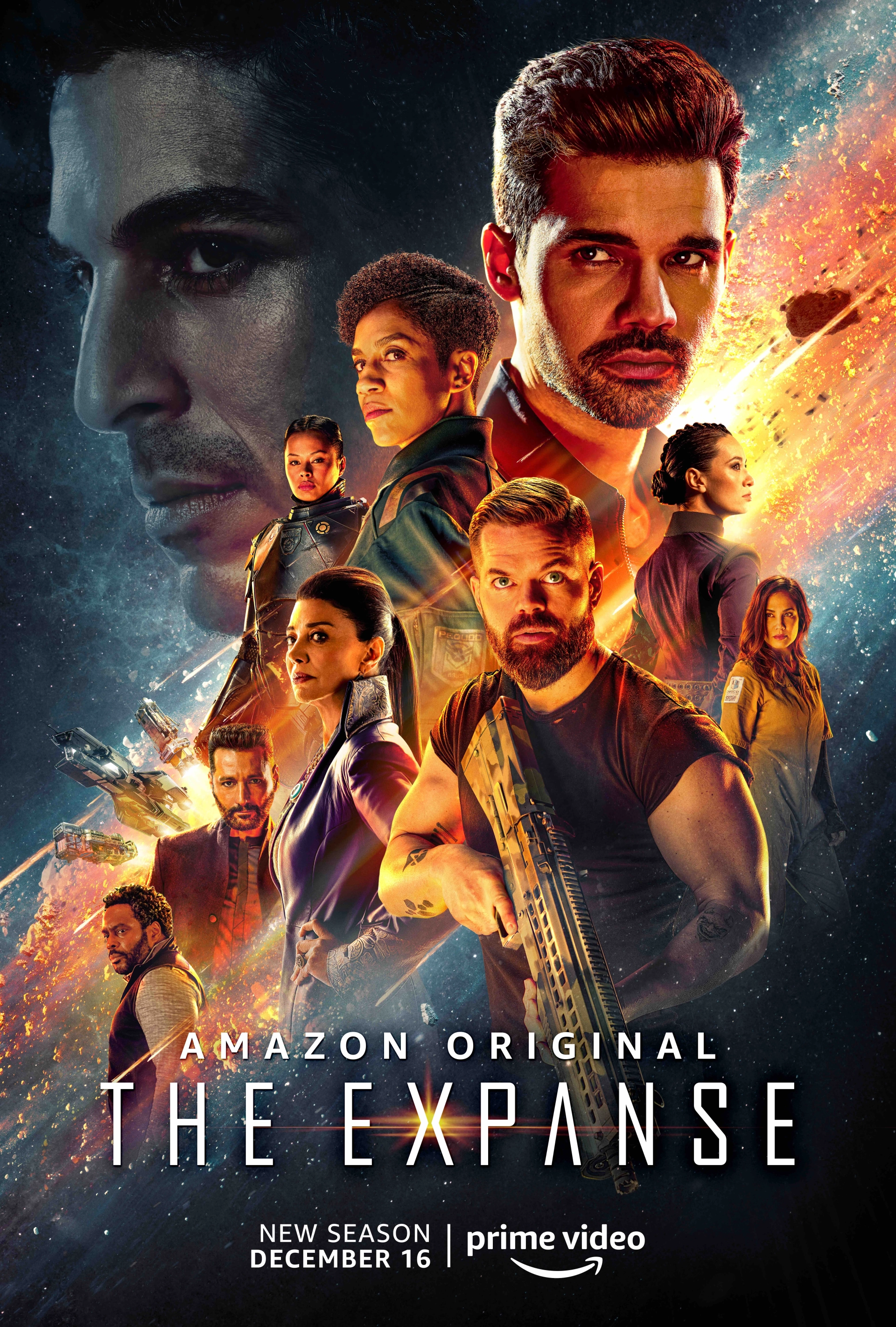 Shohreh Aghdashloo, Cas Anvar, Chad L. Coleman, Wes Chatham, Steven Strait, Nadine Nicole, Keon Alexander, Frankie Adams, Cara Gee, and Dominique Tipper in The Expanse (2015)