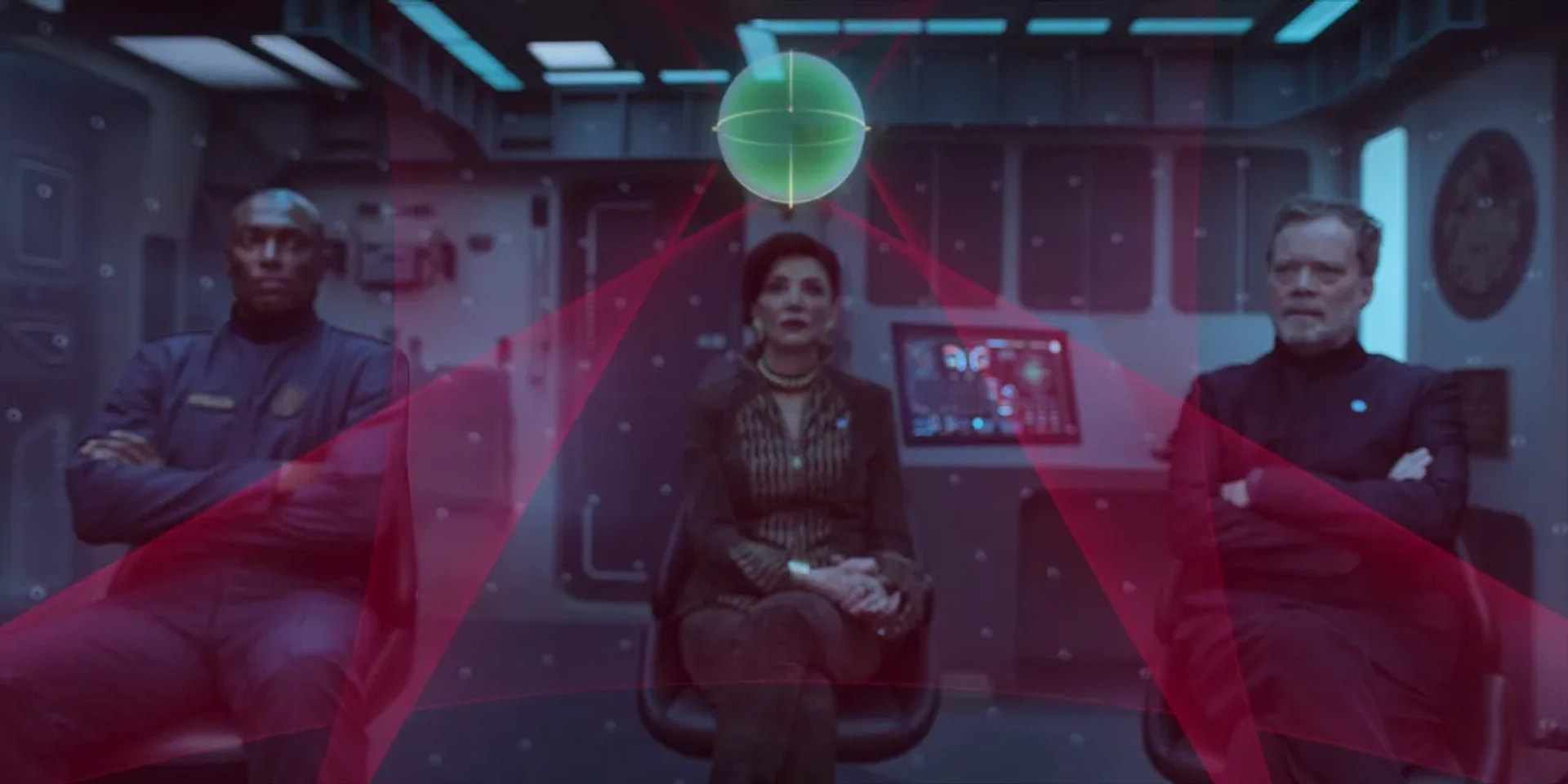 Shohreh Aghdashloo, Conrad Coates, and Ted Dykstra in The Expanse: Why We Fight (2022)