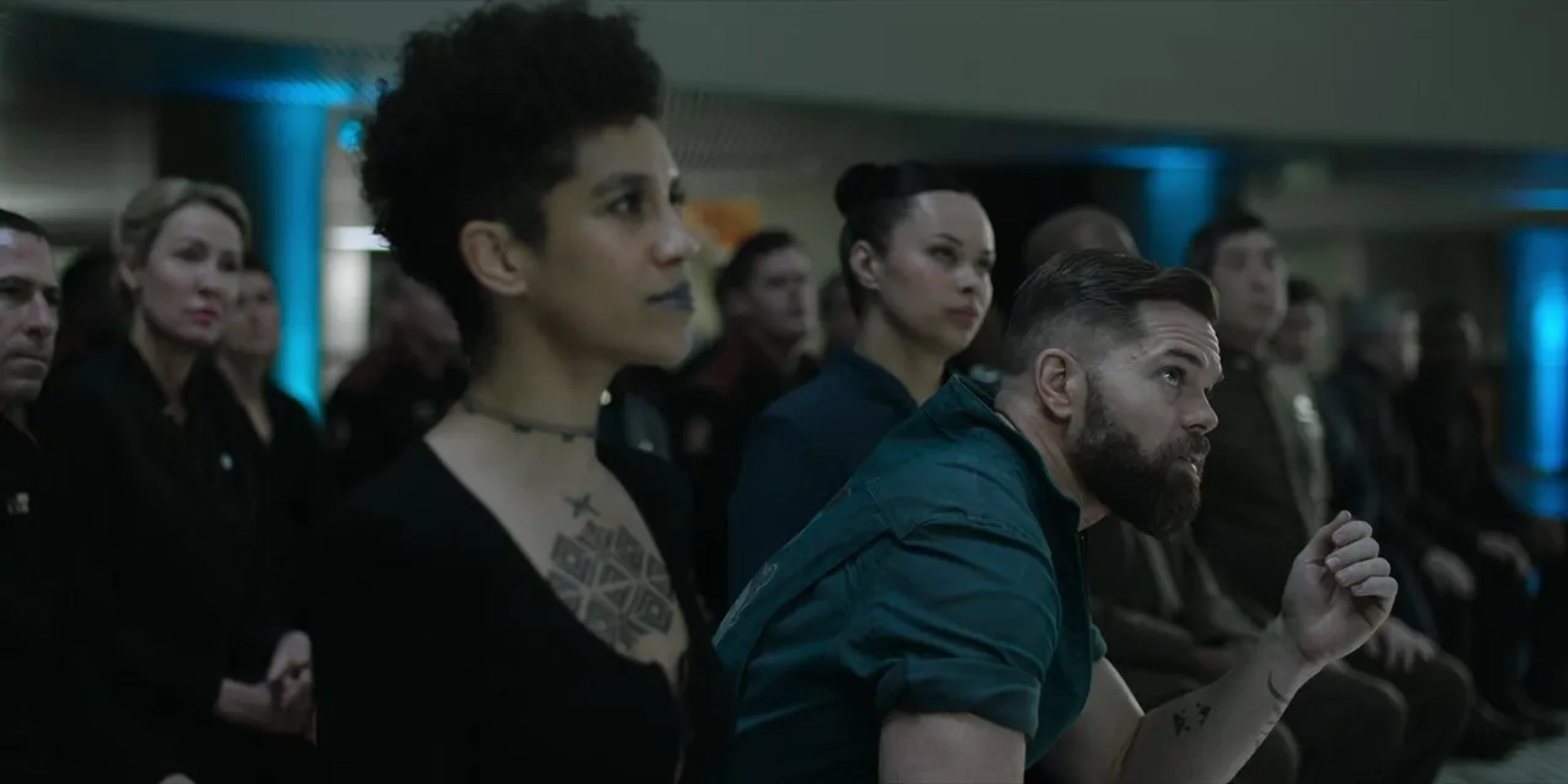 Wes Chatham, Frankie Adams, and Dominique Tipper in The Expanse: Babylon's Ashes (2022)