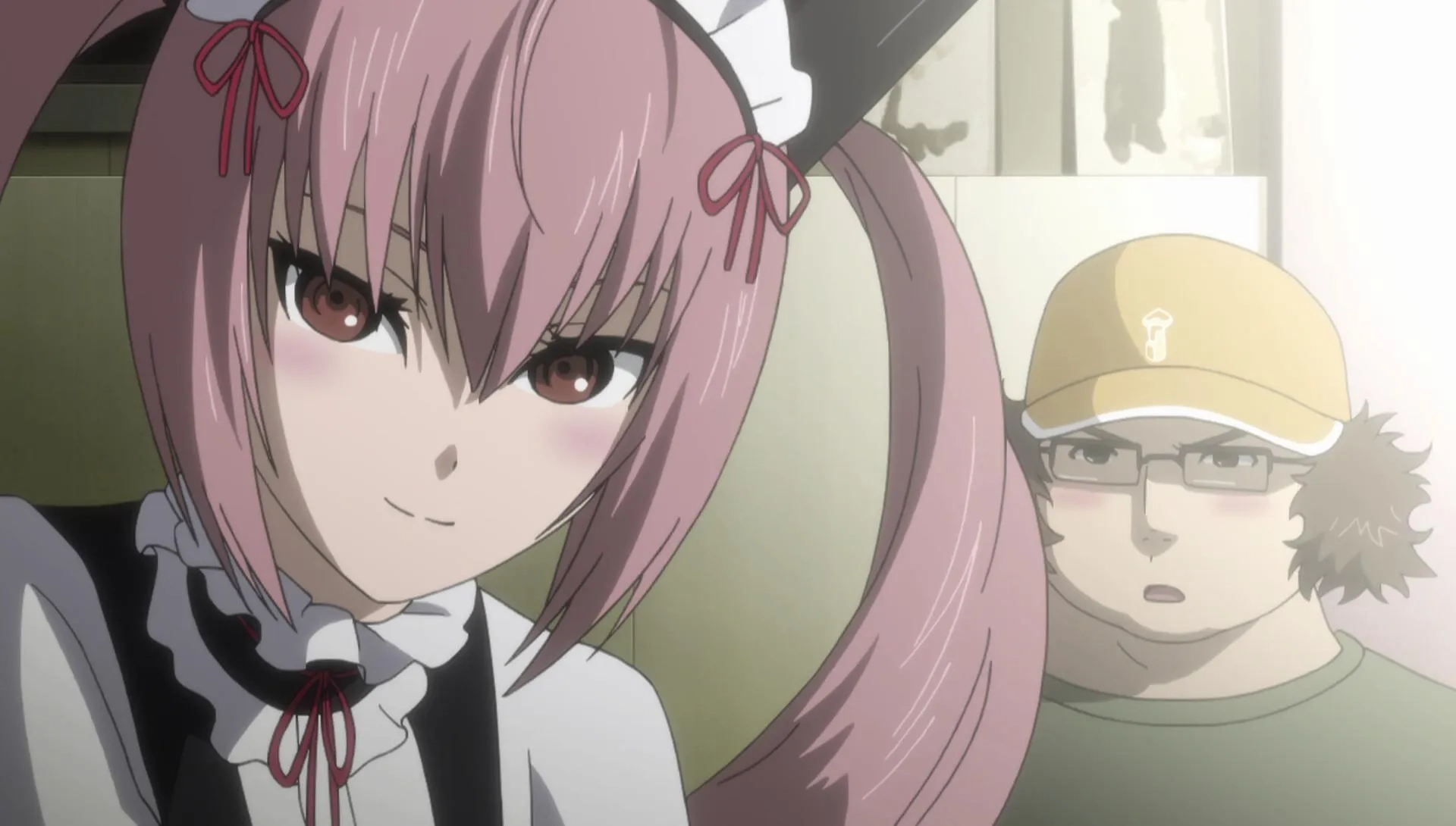 Haruko Momoi and Yû Kobayashi in Steins;Gate (2011)