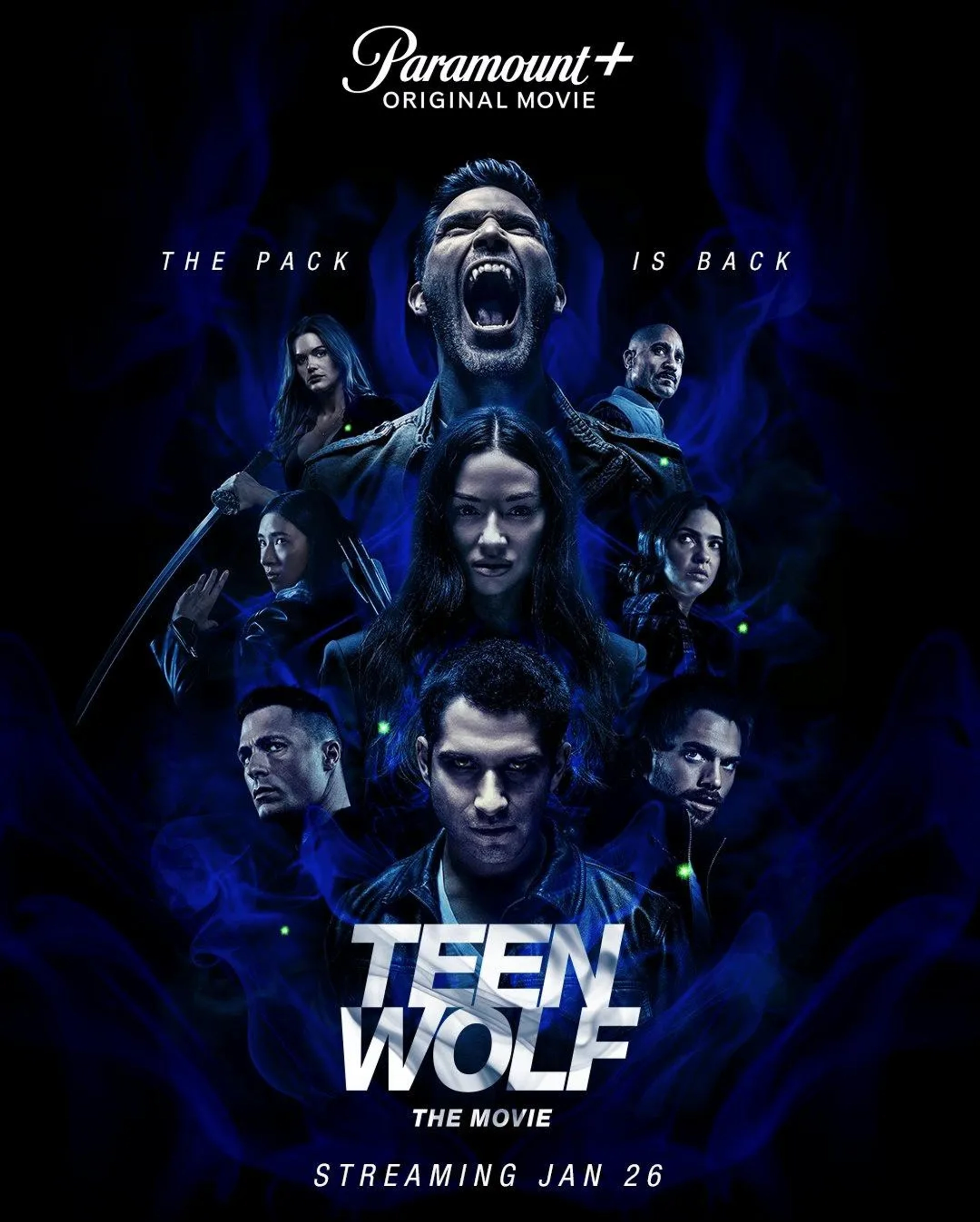 Seth Gilliam, Tyler Hoechlin, Tyler Posey, Holland Roden, Shelley Hennig, Colton Haynes, Dylan Sprayberry, Crystal Reed, and Amy L. Workman in Teen Wolf: The Movie (2023)