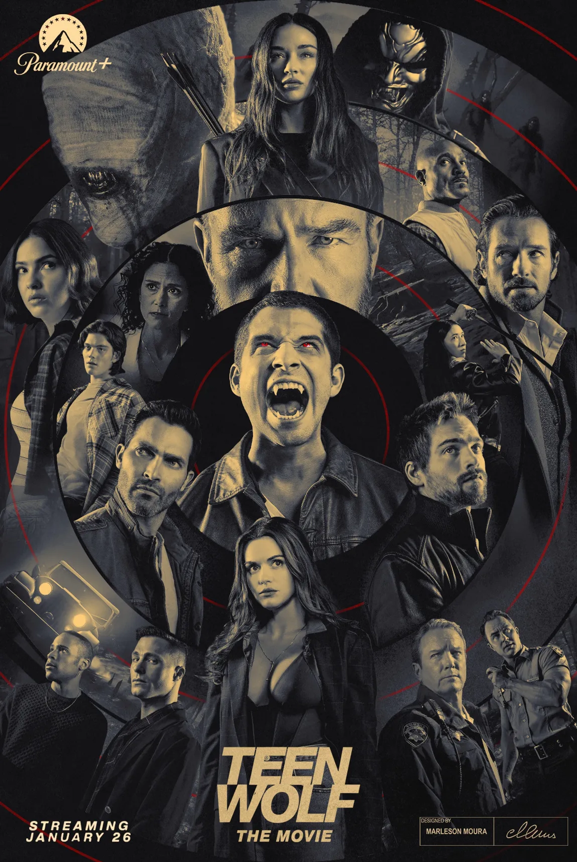 Linden Ashby, Ian Bohen, JR Bourne, Seth Gilliam, Tyler Hoechlin, Ryan Kelley, Melissa Ponzio, Tyler Posey, Holland Roden, Shelley Hennig, Colton Haynes, Dylan Sprayberry, Crystal Reed, Khylin Rhambo, Amy L. Workman, and Vincent Mattis in Teen Wolf: The Movie (2023)