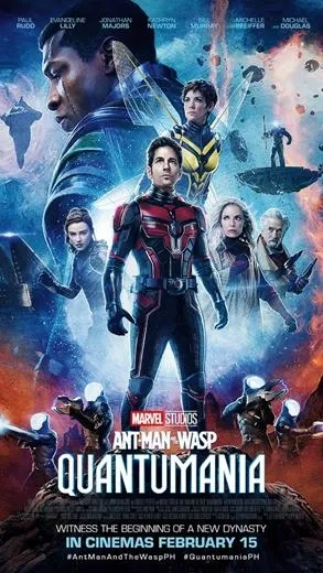Michael Douglas, Michelle Pfeiffer, Paul Rudd, Kathryn Newton, Evangeline Lilly, Jonathan Majors, and Jamie Andrew Cutler in Ant-Man and the Wasp: Quantumania (2023)