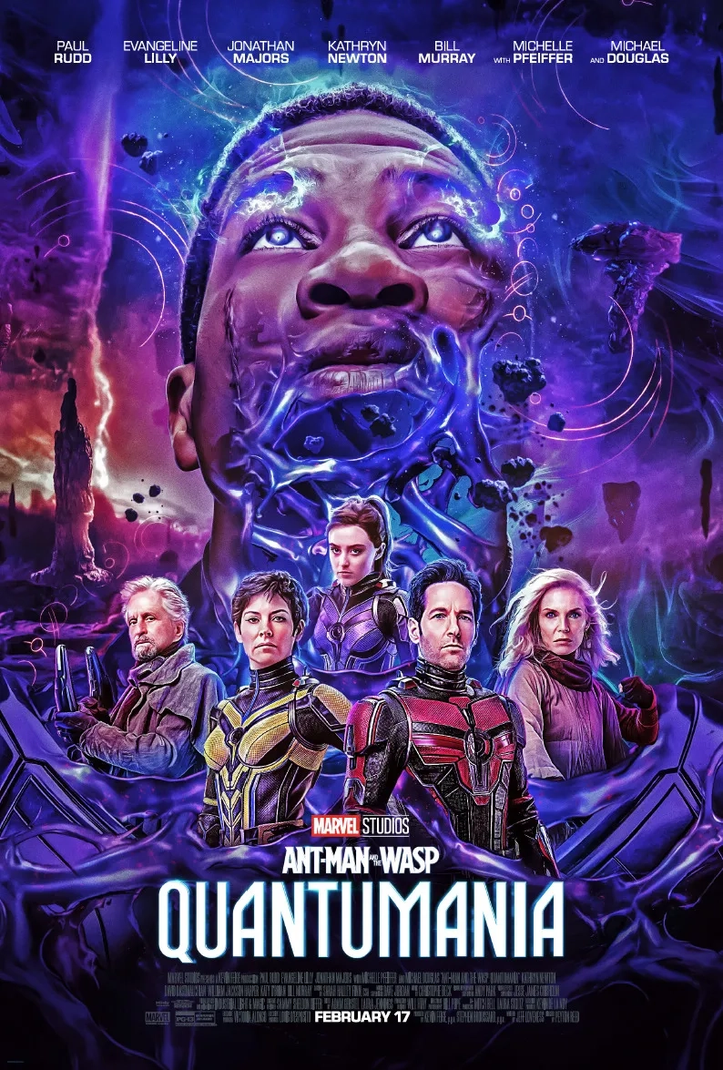 Michael Douglas, Michelle Pfeiffer, Paul Rudd, Kathryn Newton, Evangeline Lilly, and Jonathan Majors in Ant-Man and the Wasp: Quantumania (2023)